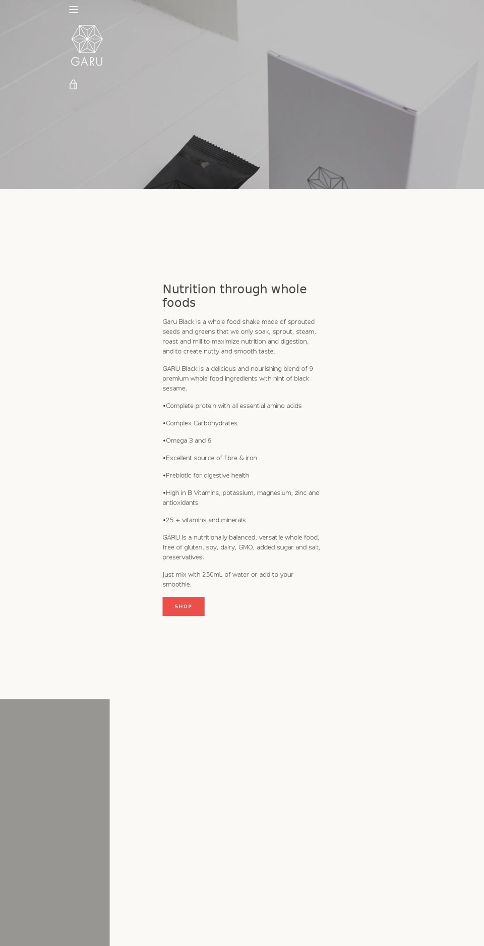 garufood.com — Shopify storefront screenshot