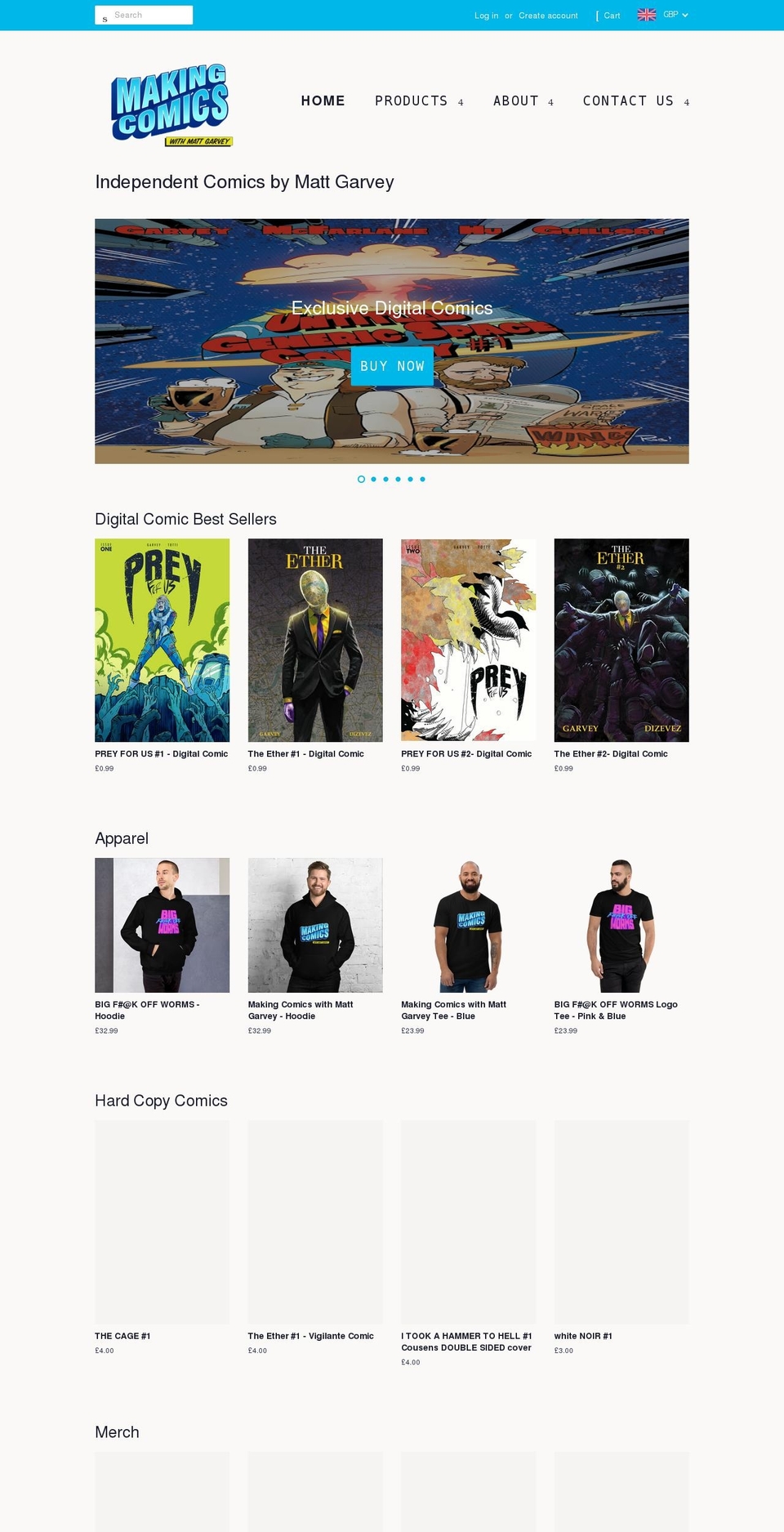 garveycomics.com shopify website screenshot