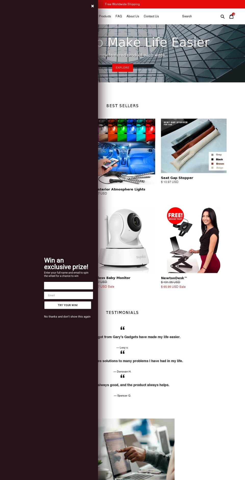 garysgadgets.net shopify website screenshot