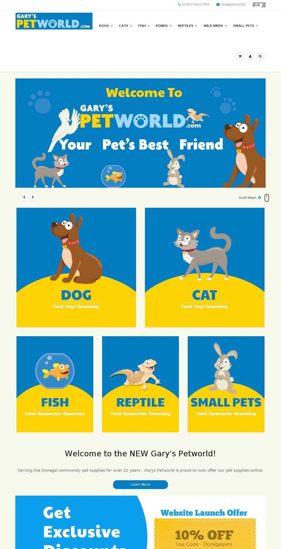 garyspetworld.com shopify website screenshot