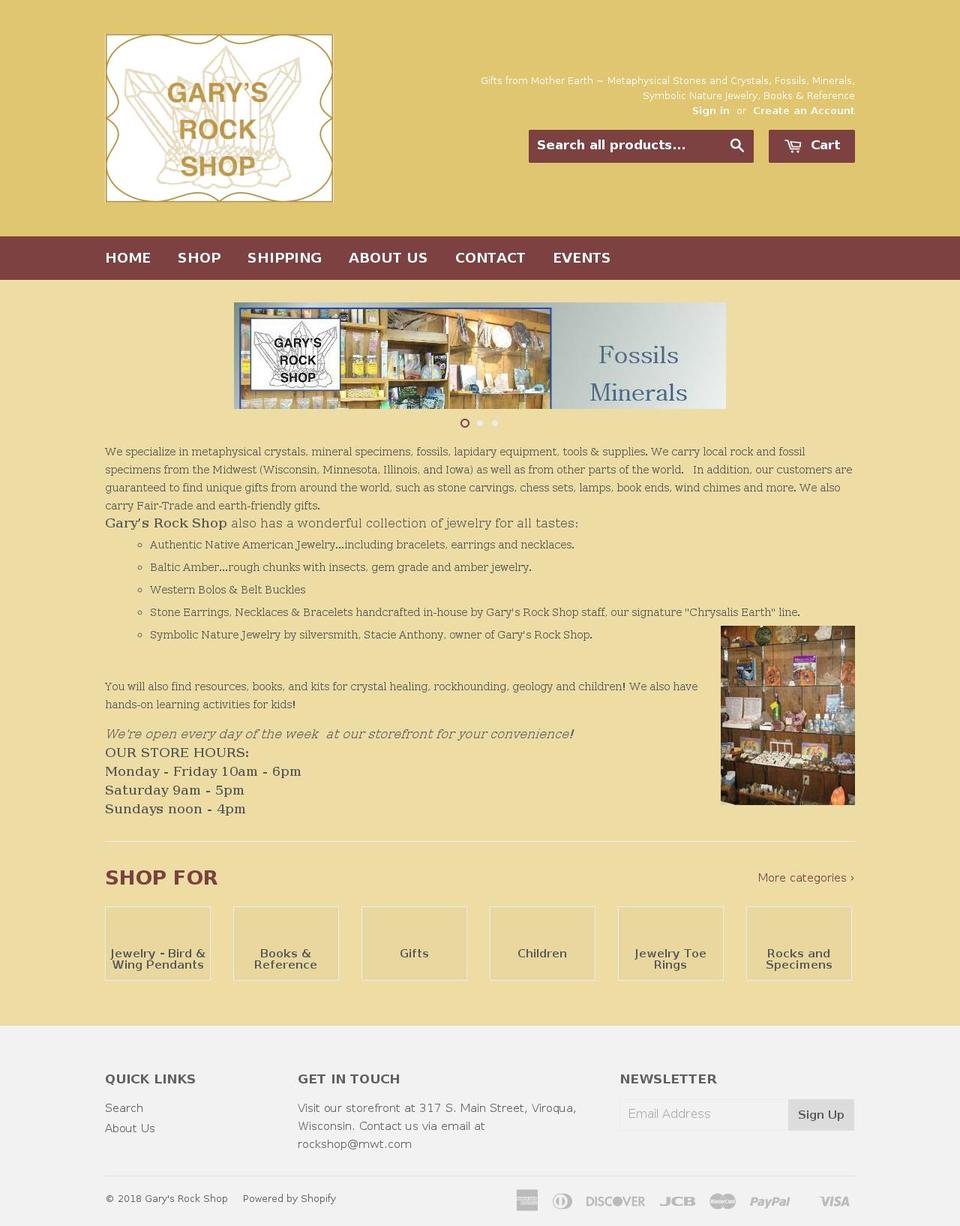 garysrockshop.com shopify website screenshot