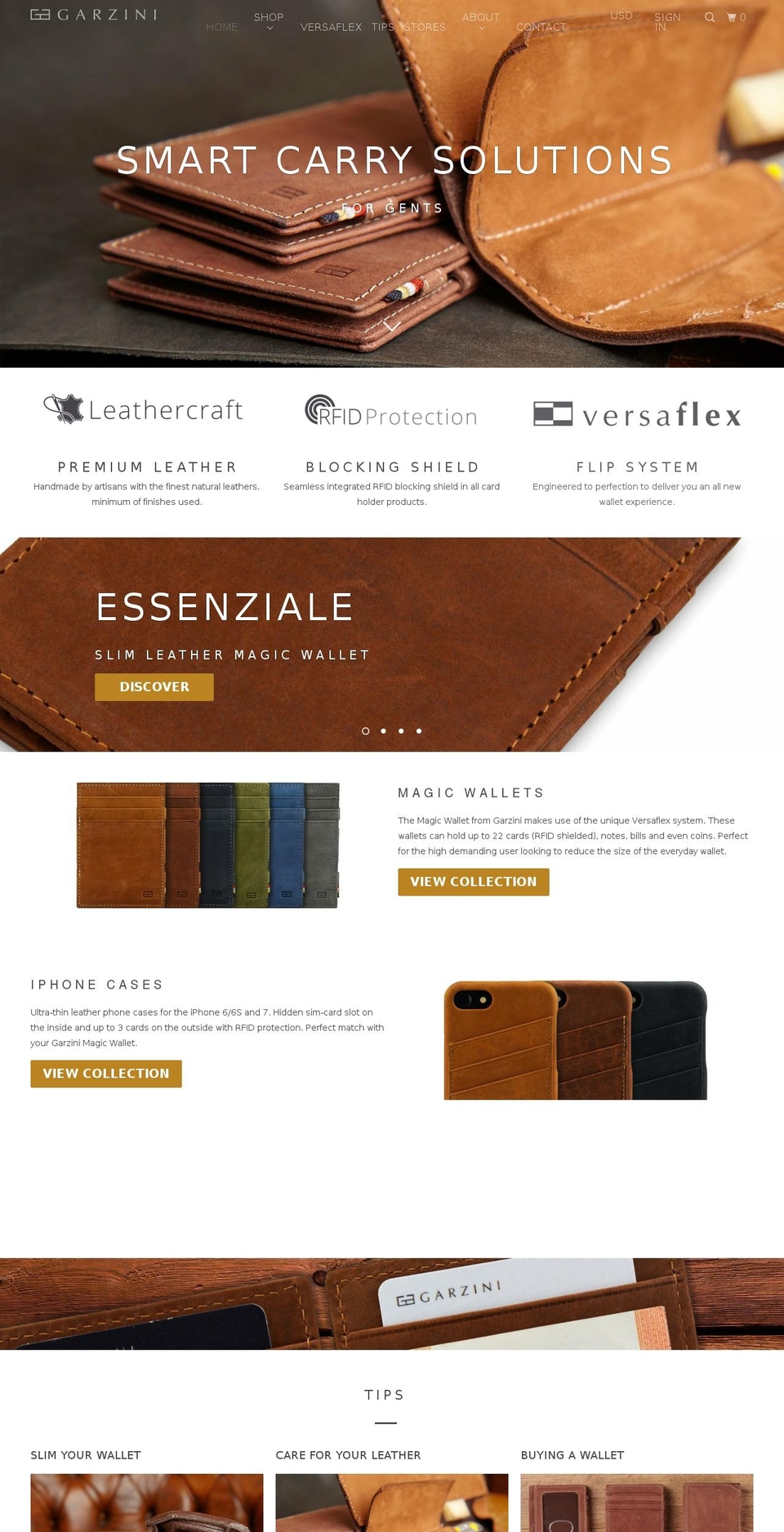 garzini.com shopify website screenshot