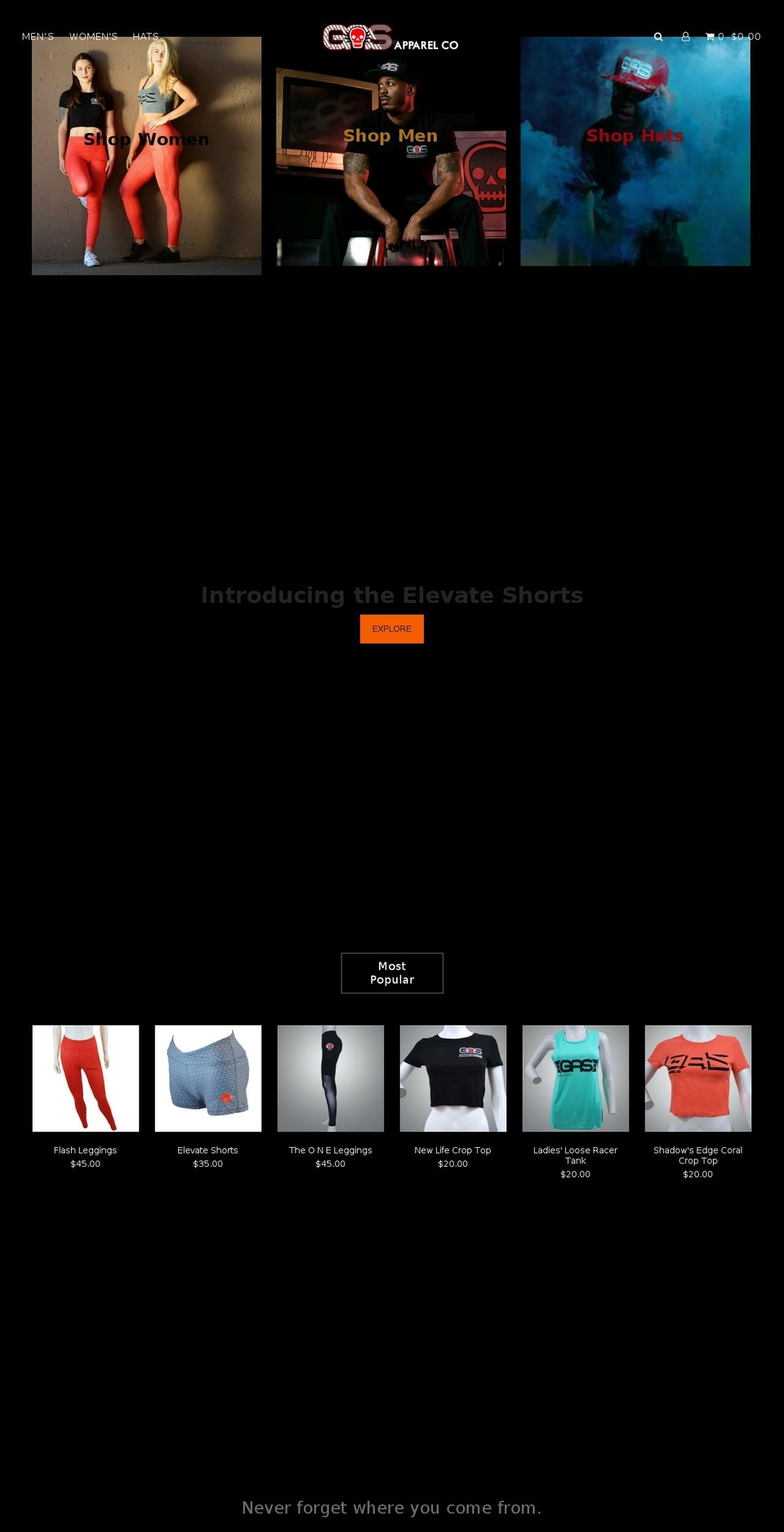 gasathleticapparel.com — Shopify storefront screenshot