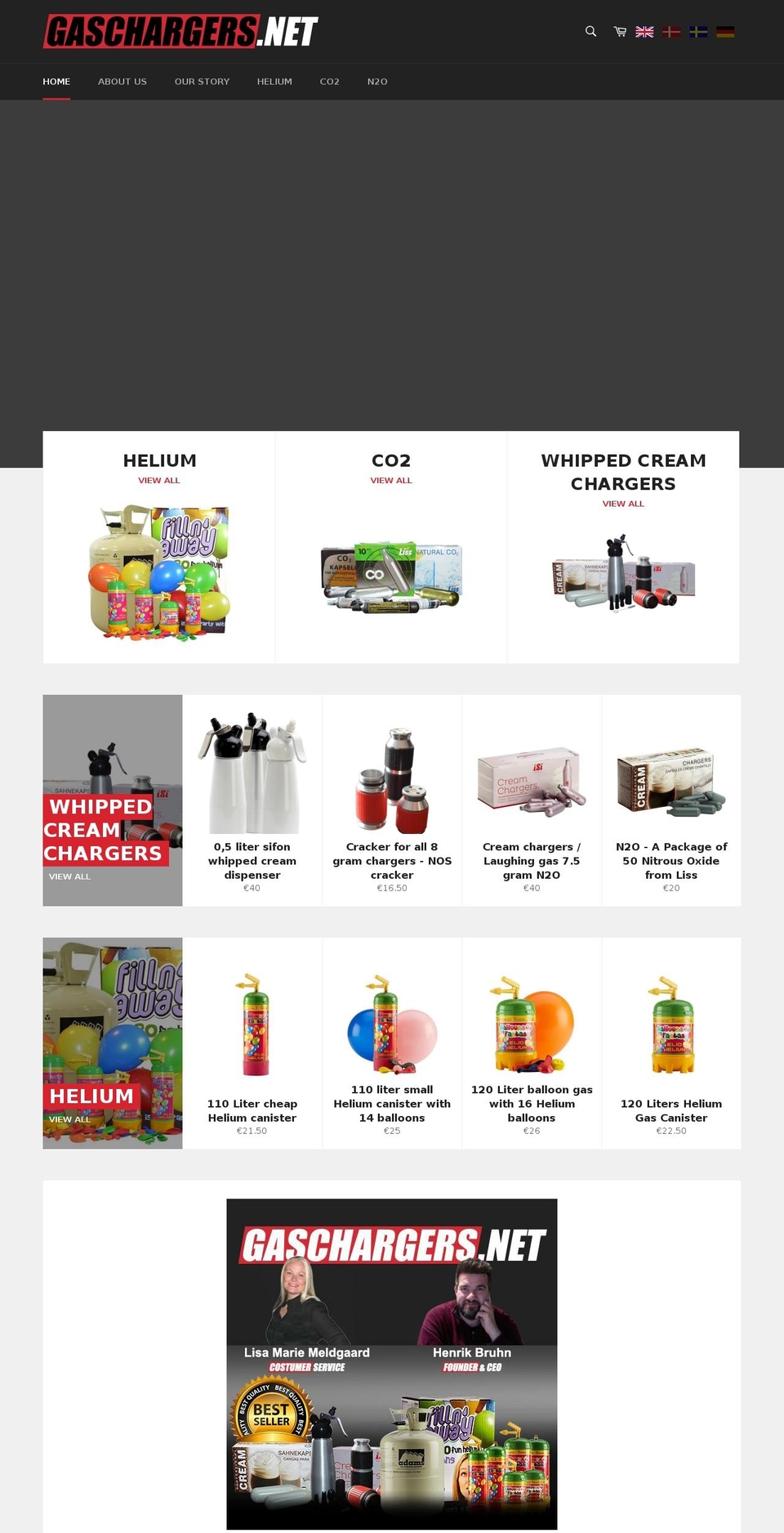 gaschargers.net shopify website screenshot