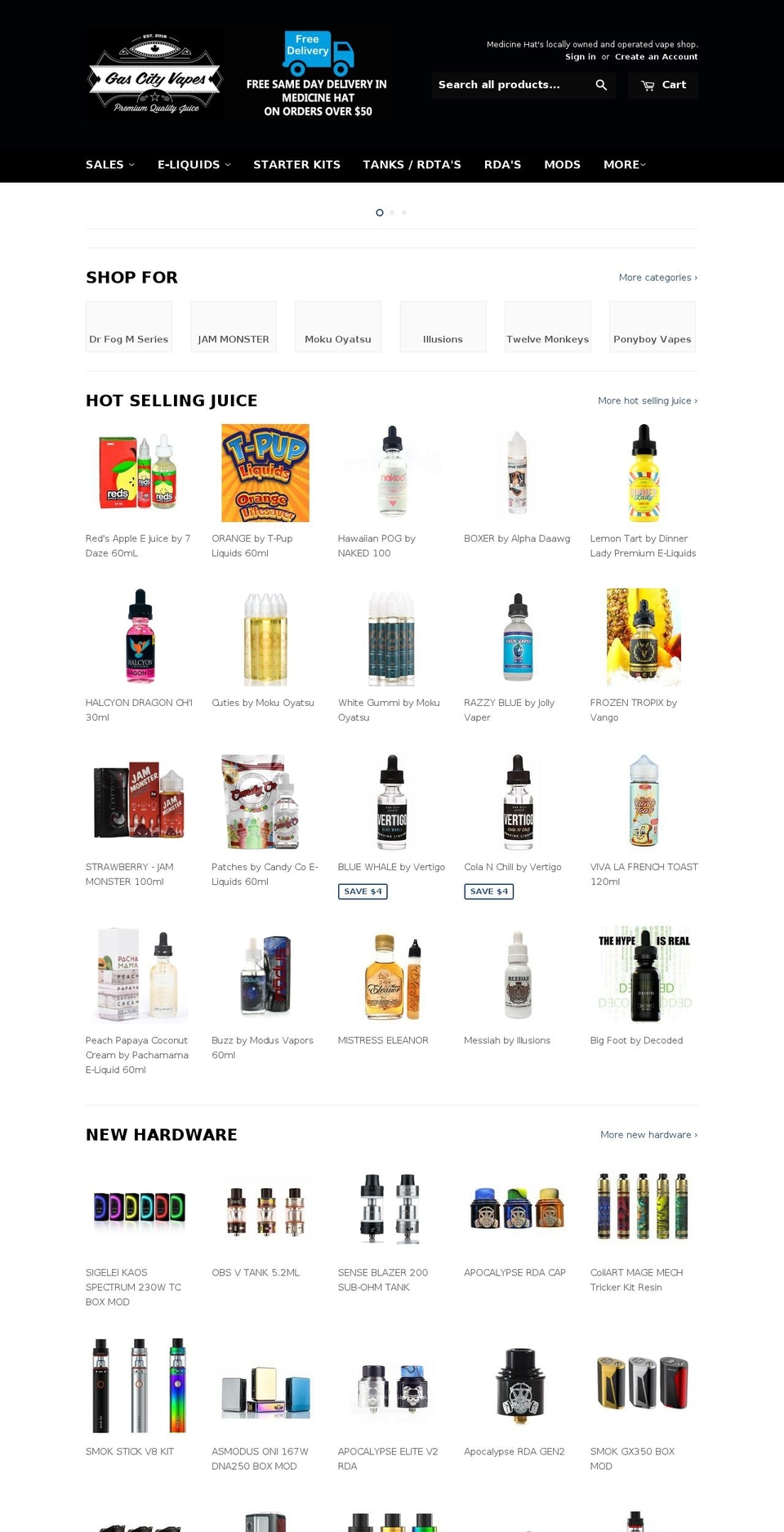 gascityvapes.com shopify website screenshot