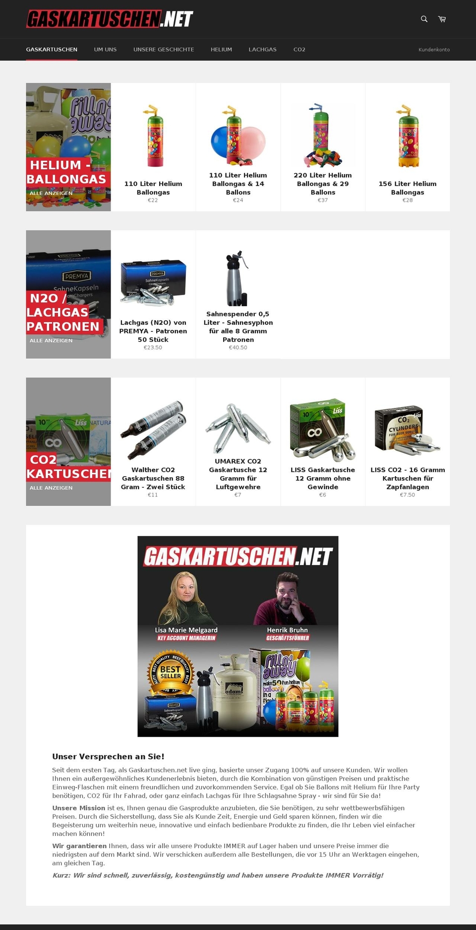 gaskartuschen.net shopify website screenshot