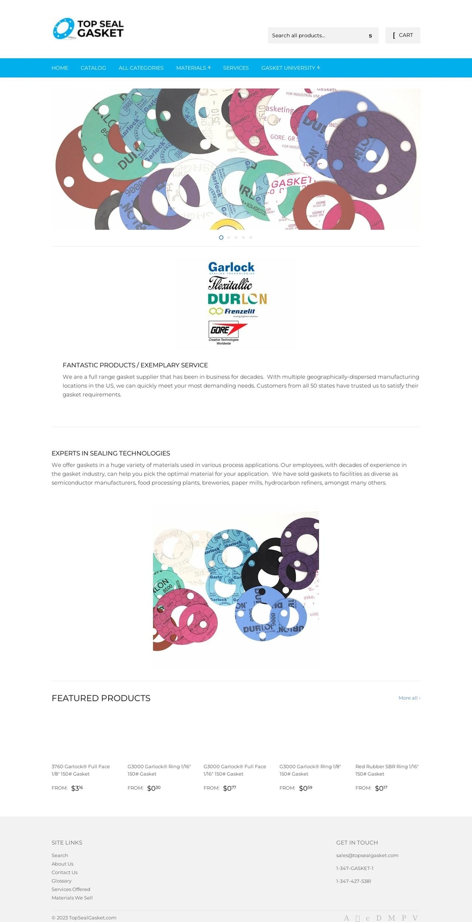 gasketfabricator.com — Shopify storefront screenshot