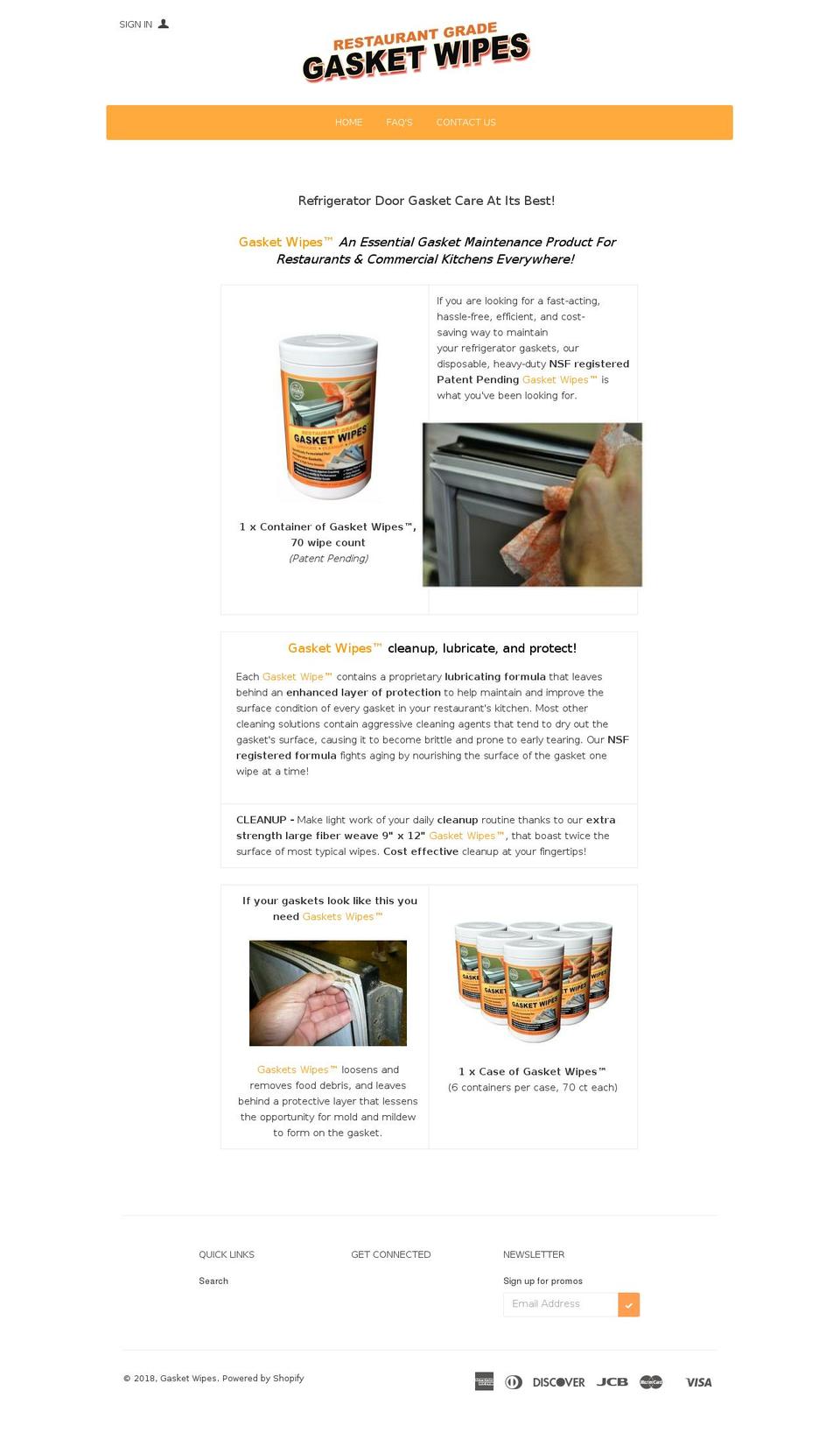 gasketwipes.info shopify website screenshot