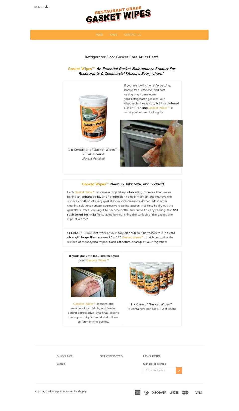 gasketwipes.org shopify website screenshot