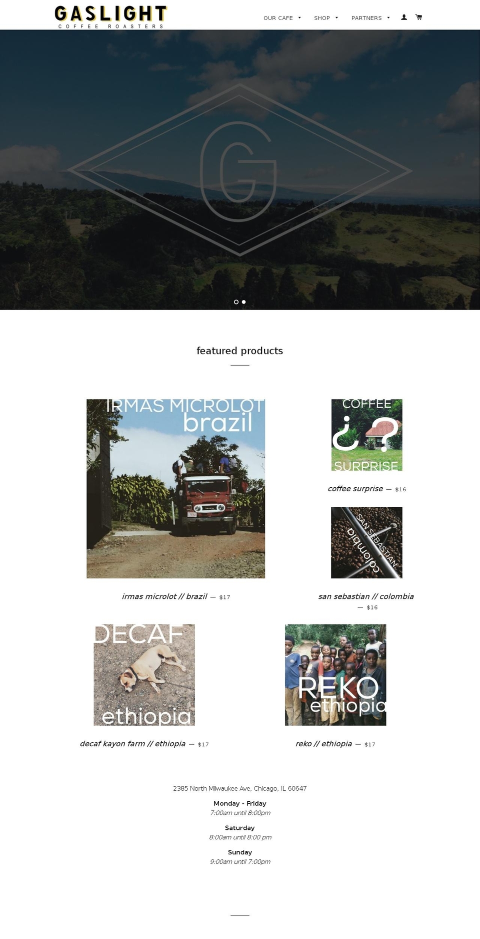 gaslightcoffee.com shopify website screenshot
