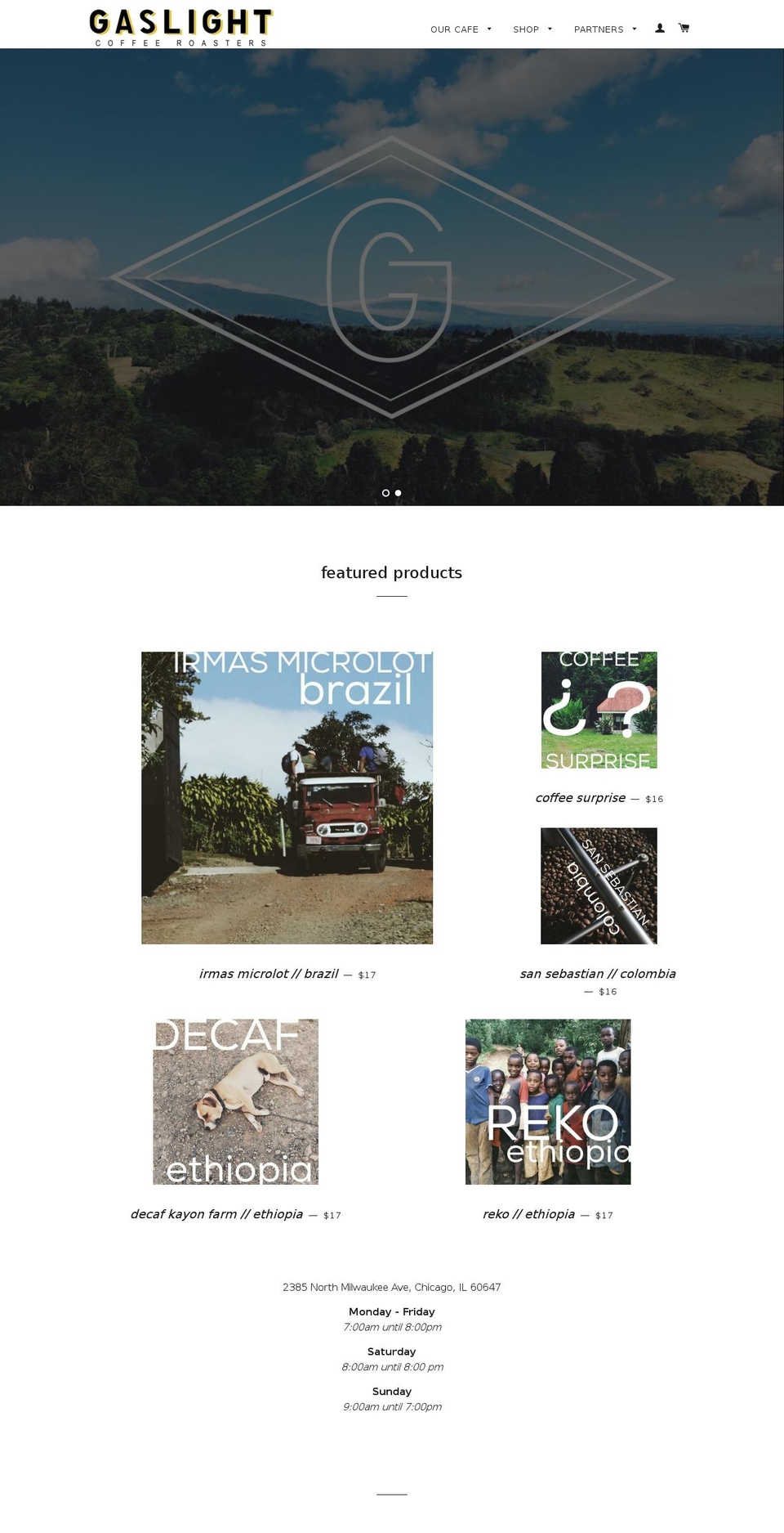 gaslightcoffeeroasters.com shopify website screenshot