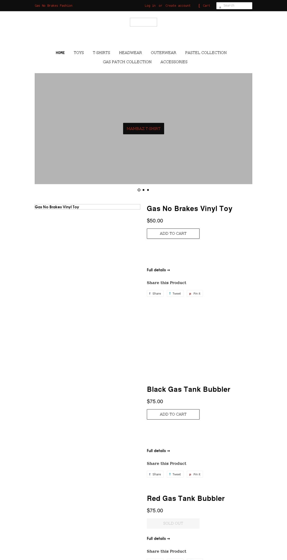 gasnobrakes.com shopify website screenshot