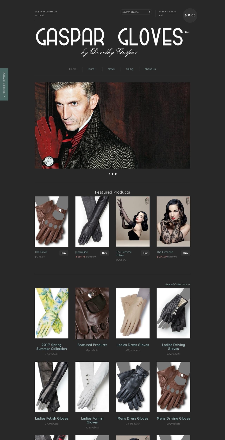 gasparglovesstore.com shopify website screenshot