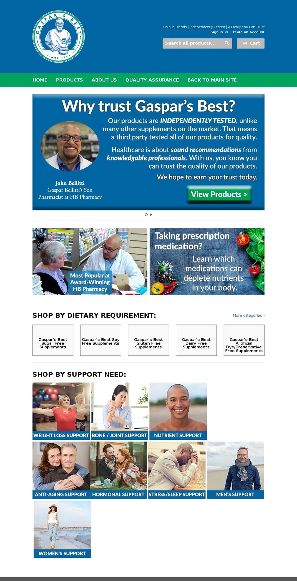 gasparsbestsupplements.com — Shopify storefront screenshot