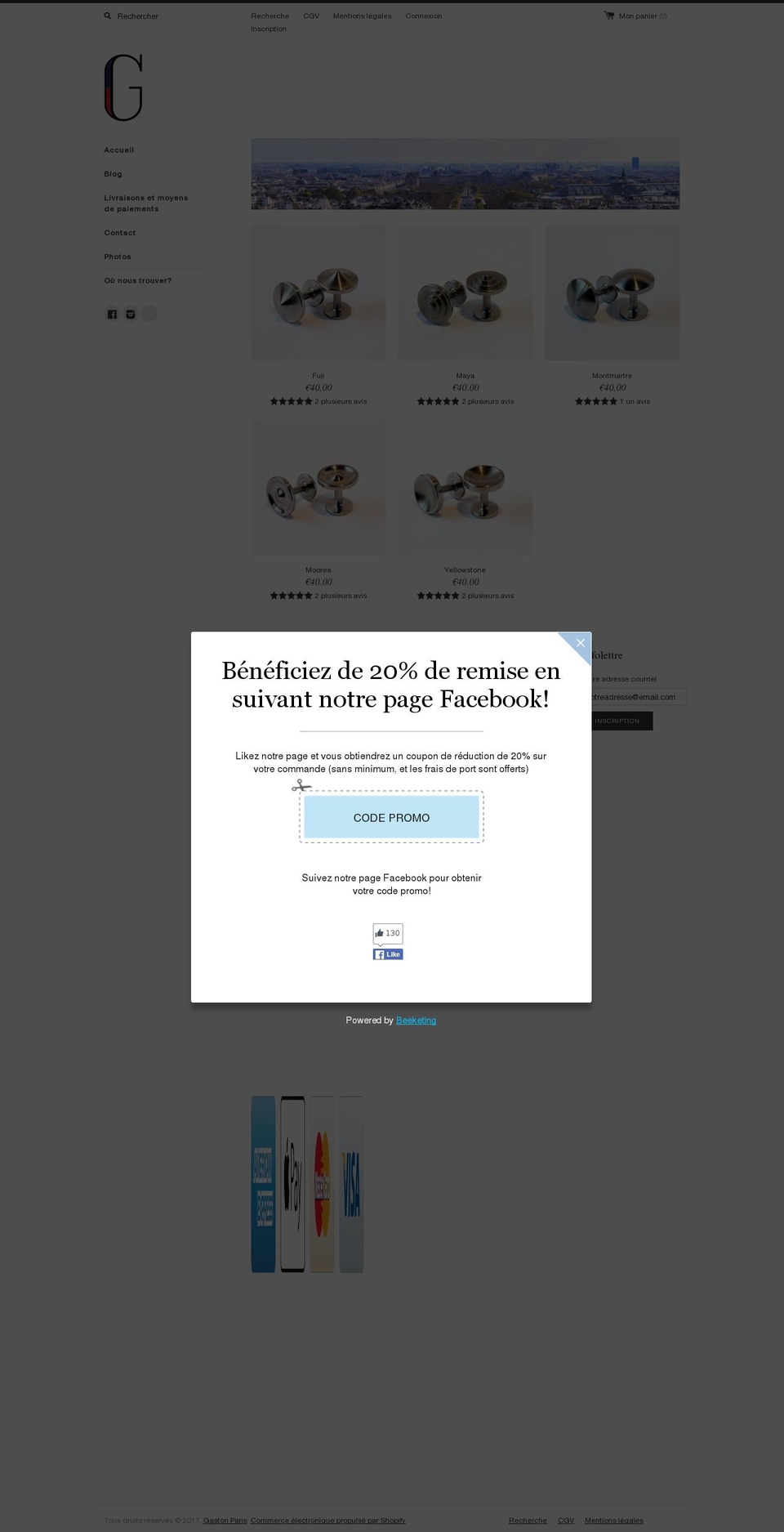 gaston-paris.com shopify website screenshot