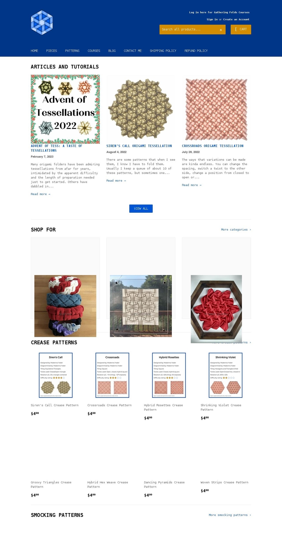 gatheringfolds.com shopify website screenshot