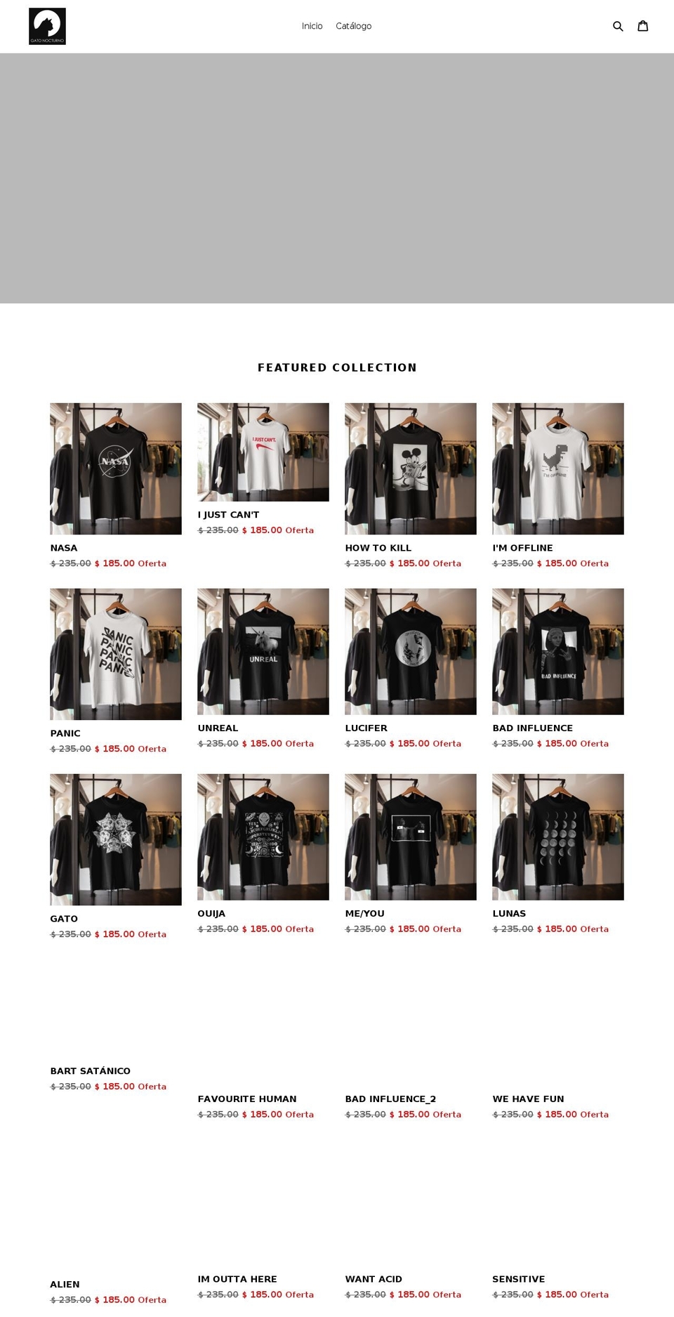 gatonocturno.com — Shopify storefront screenshot