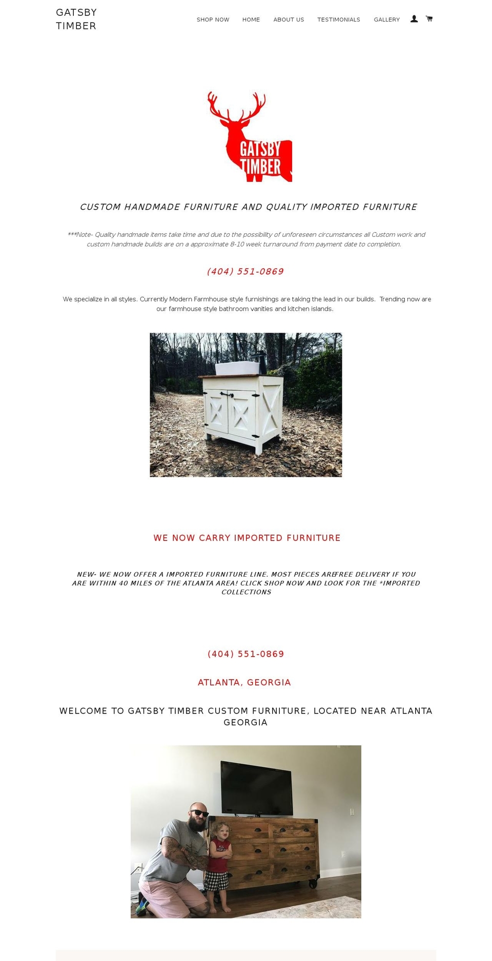 gatsbytimber.com — Shopify storefront screenshot
