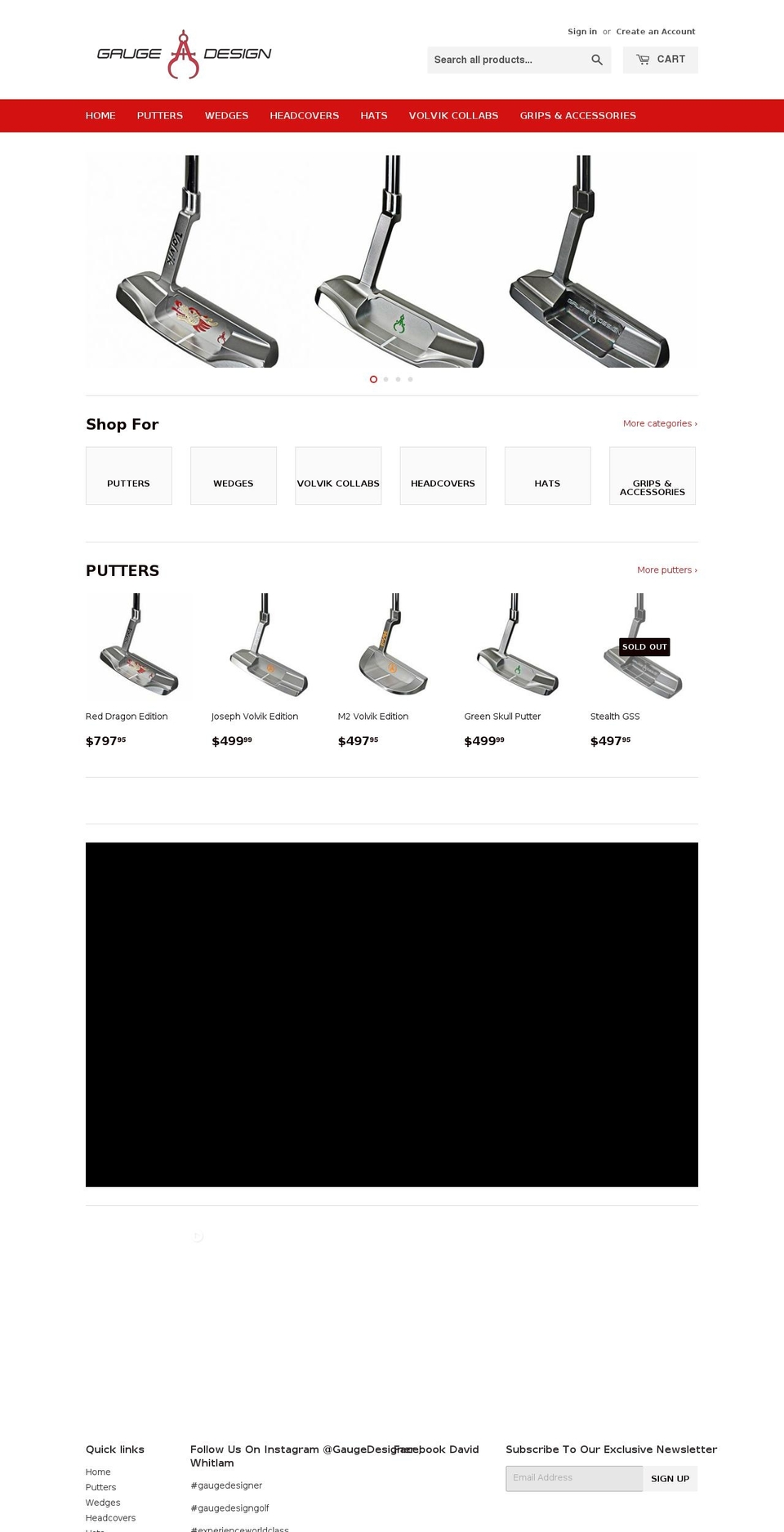gaugedesigngolfshop.com shopify website screenshot