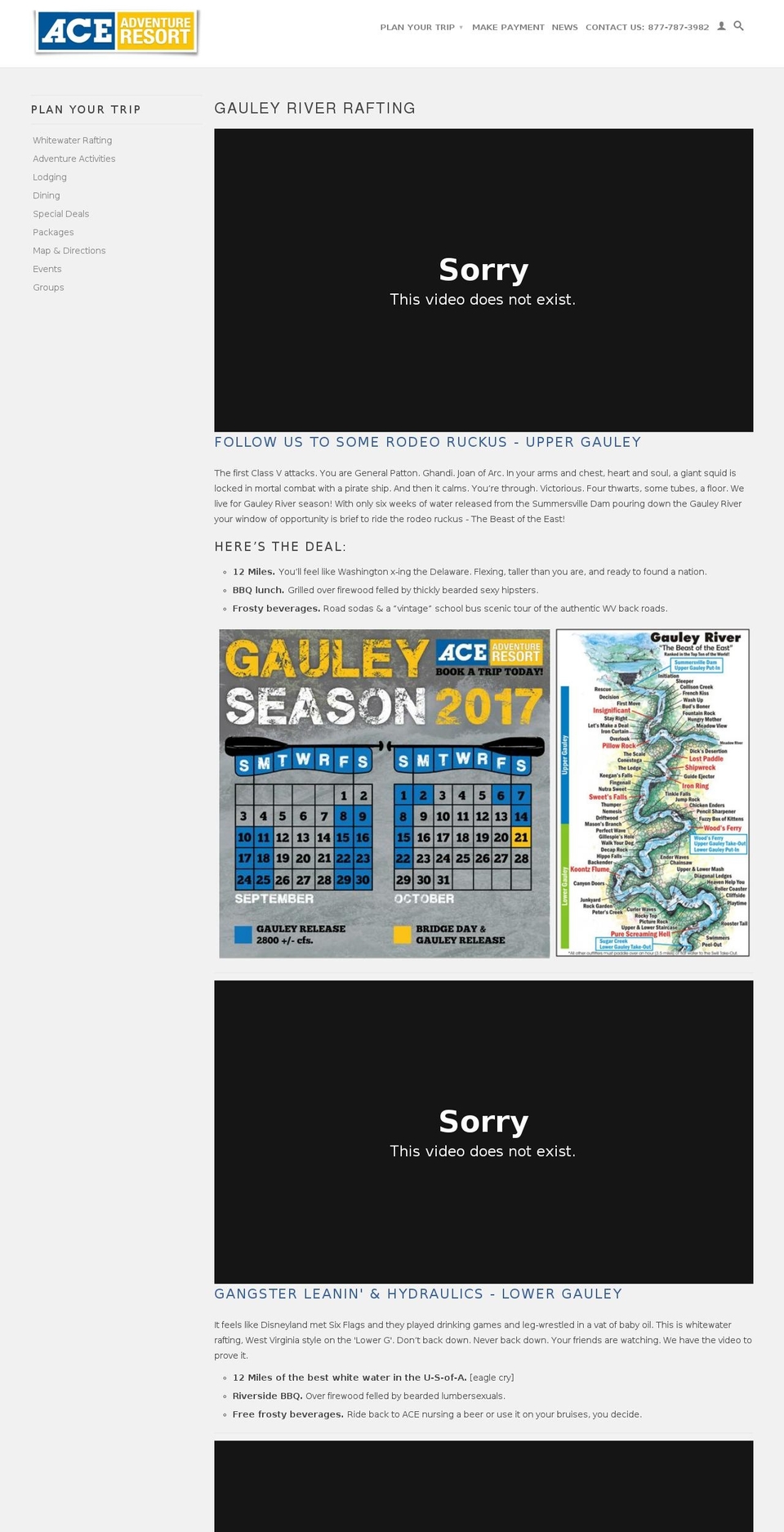gauleyriverrafting.com shopify website screenshot