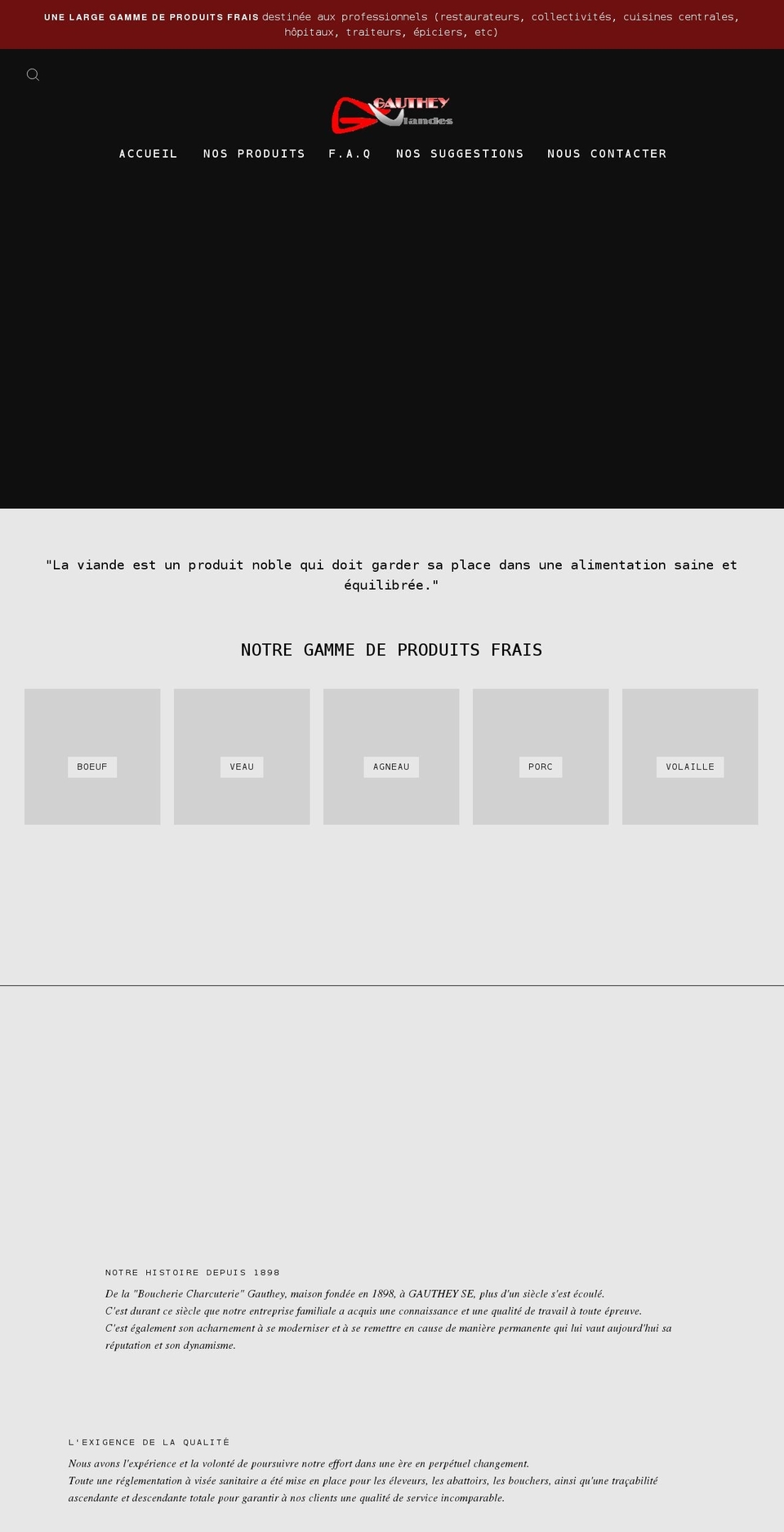 gauthey-viandes.com shopify website screenshot