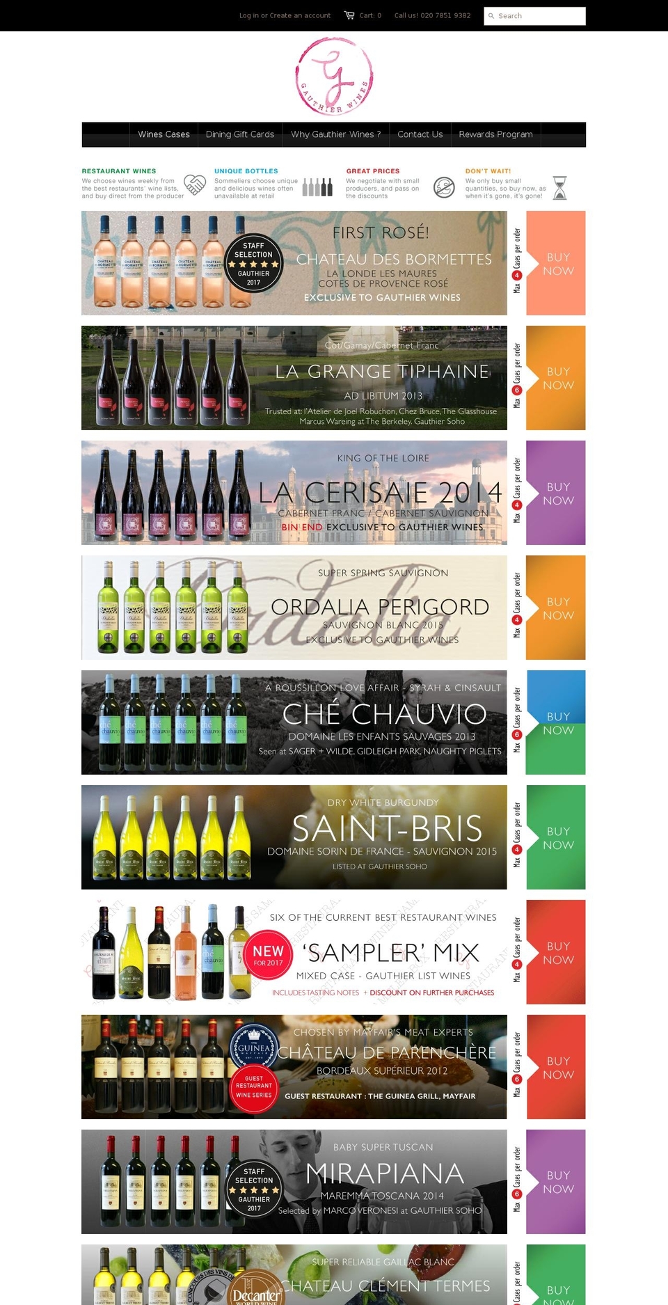 Providence Shopify theme site example gauthierwines.co.uk