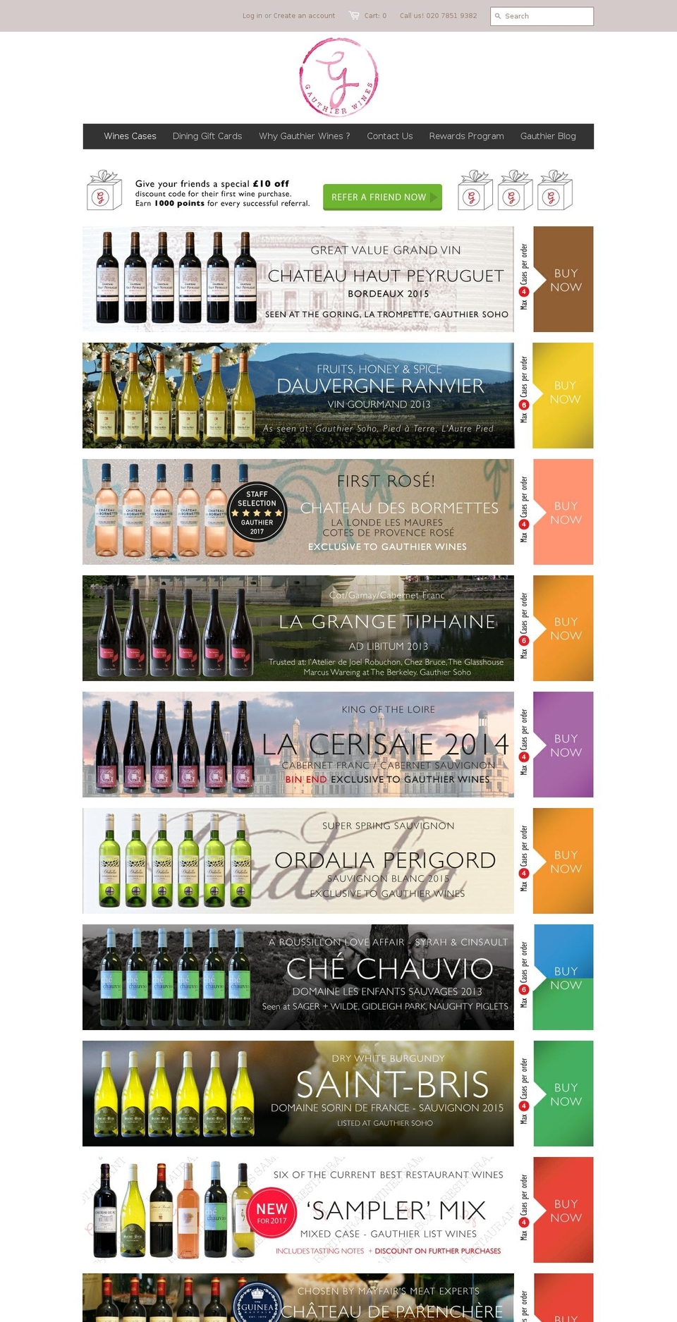 gauthierwines.com shopify website screenshot
