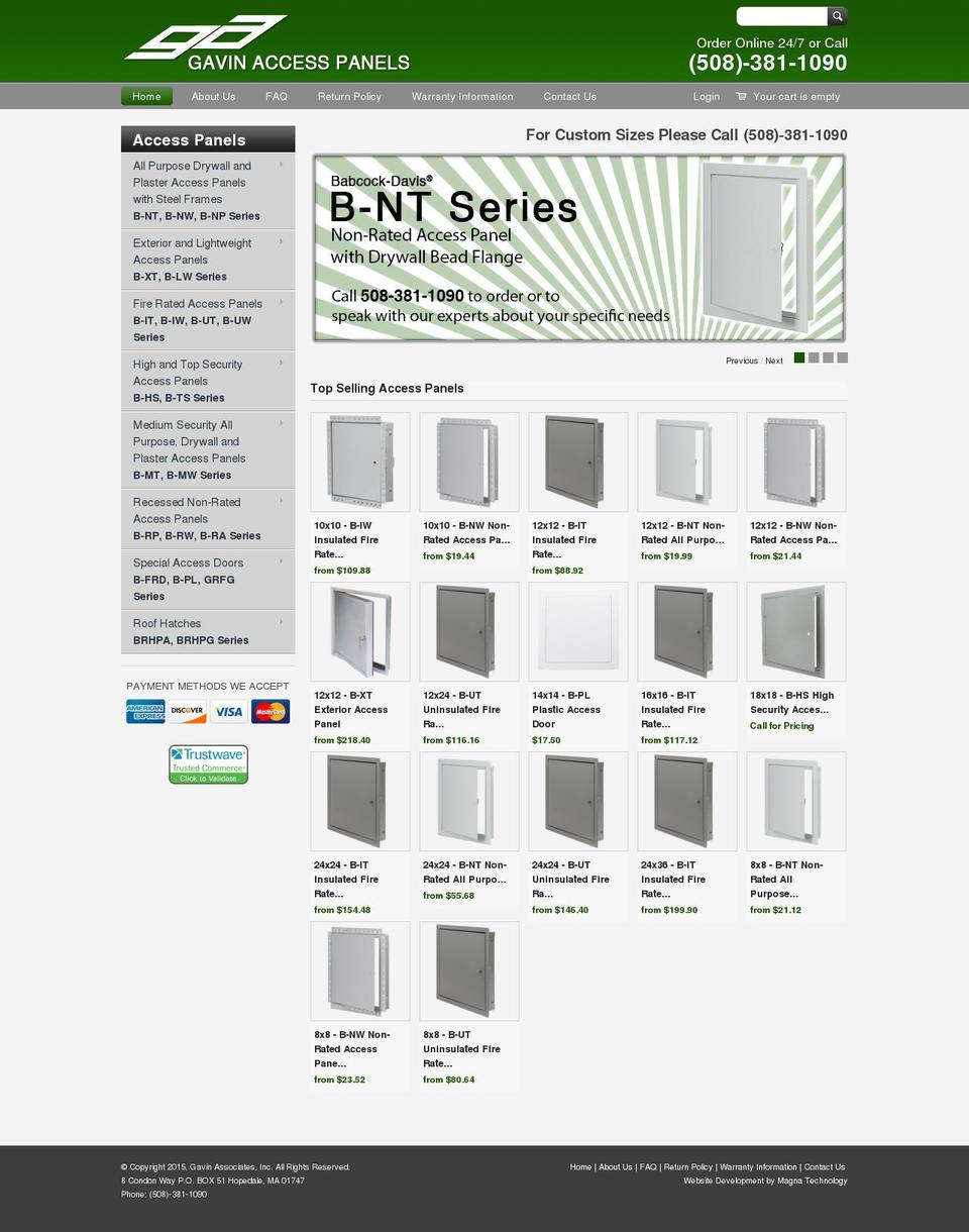 gavinaccesspanels.com shopify website screenshot