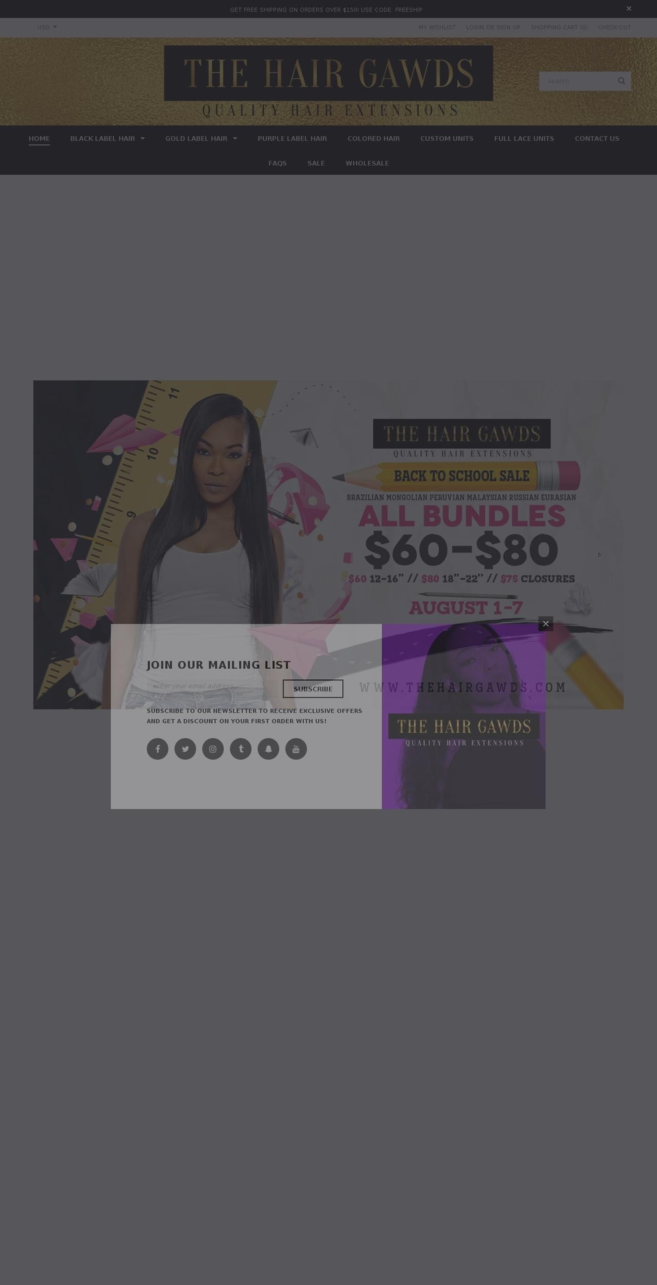 The Hair Gawds - BlackGold Shopify theme site example gawdessbundles.com