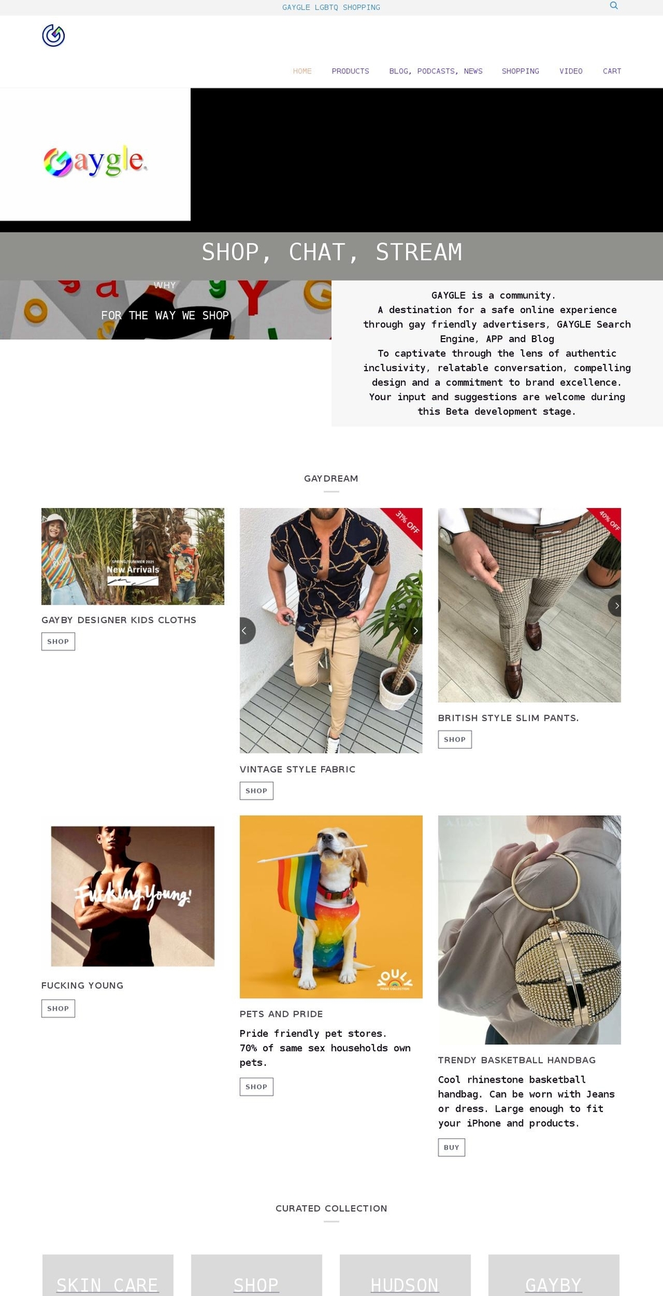 gaygle.org shopify website screenshot