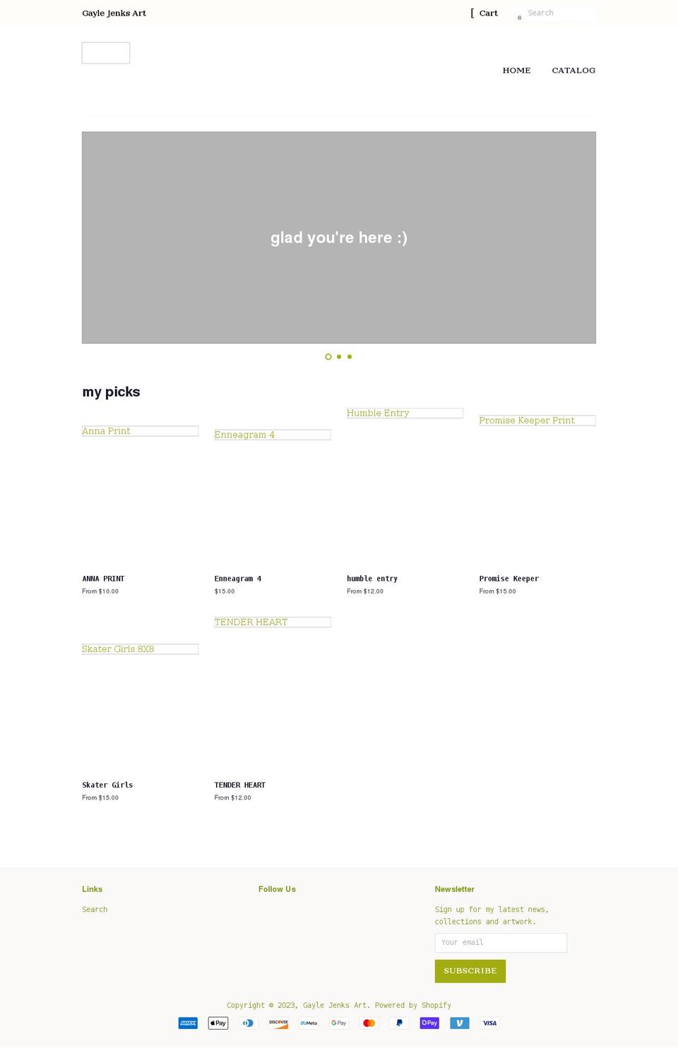gaylejenks.com shopify website screenshot
