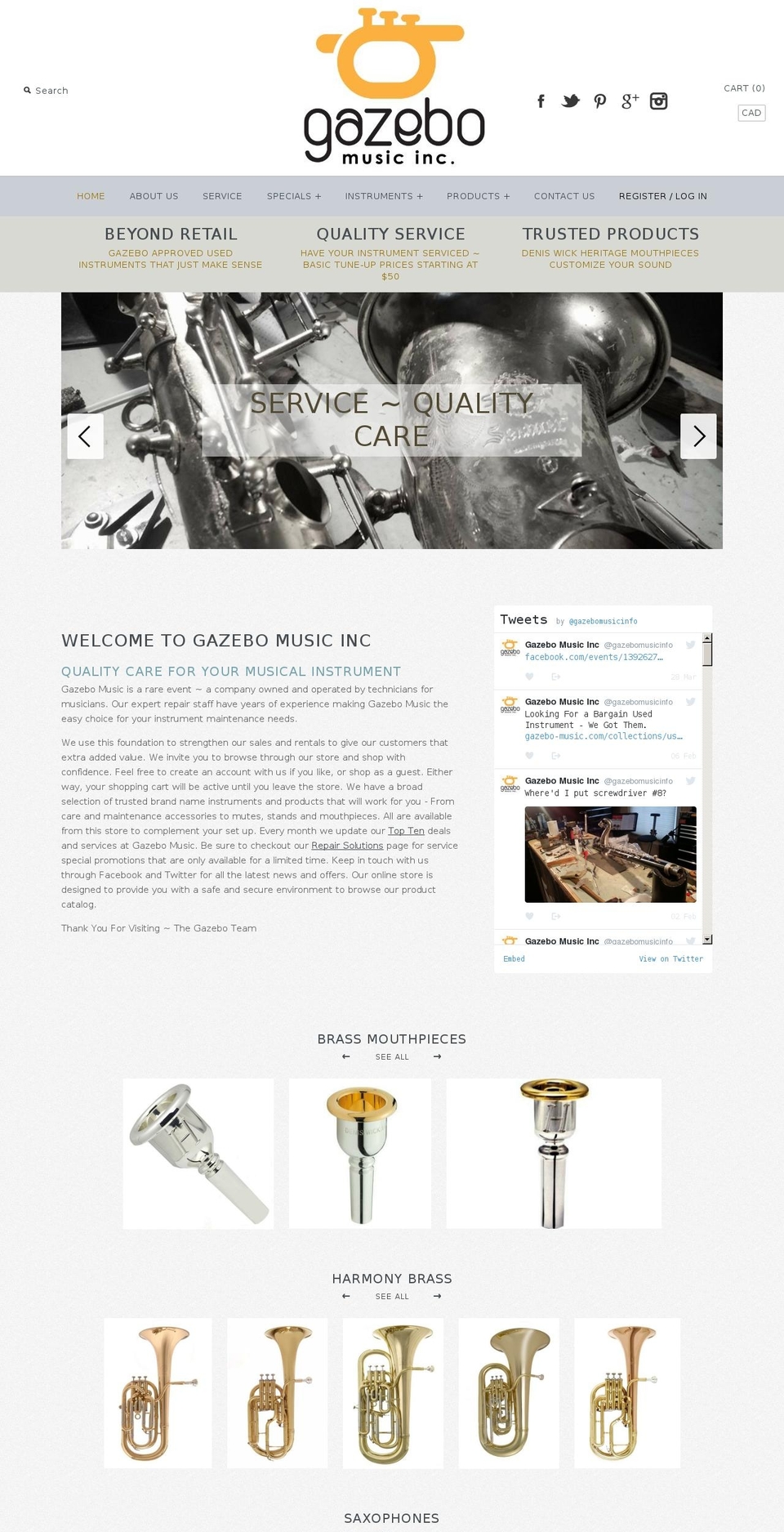 gazebo-music.com shopify website screenshot