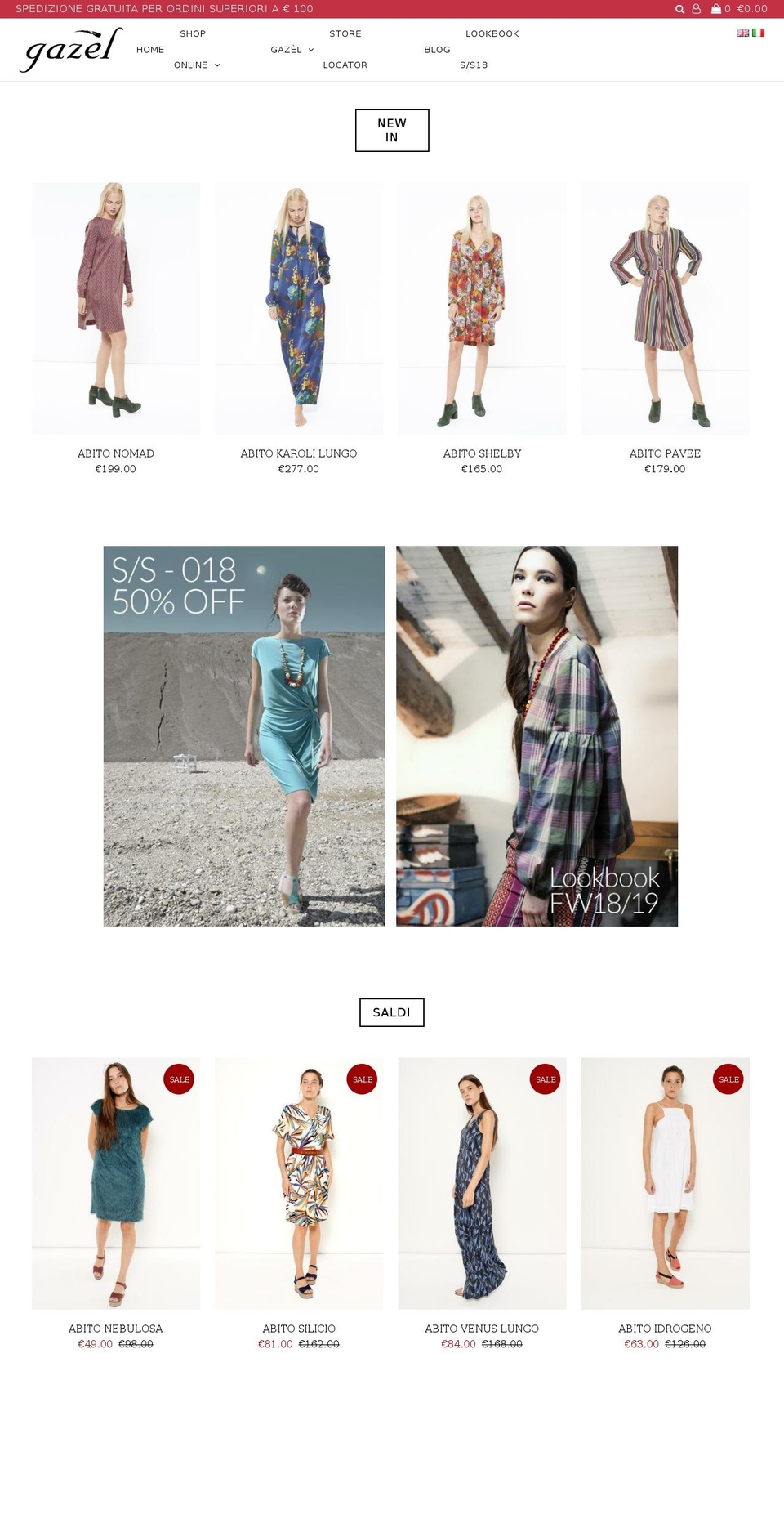 gazel-italy.myshopify.com shopify website screenshot