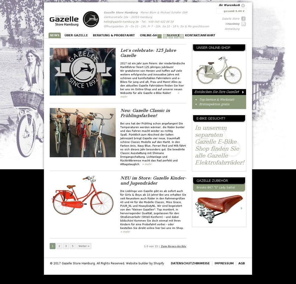 gazelle-hamburg.de shopify website screenshot