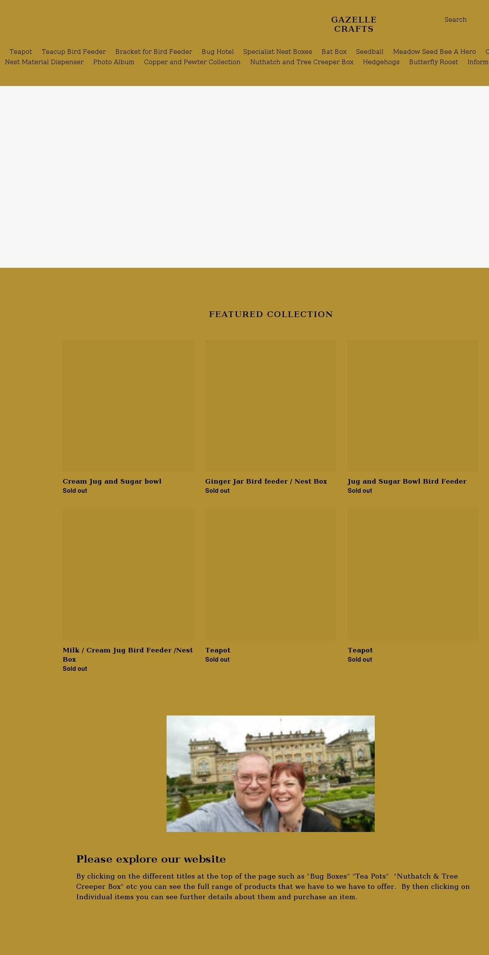 gazellecrafts.com shopify website screenshot
