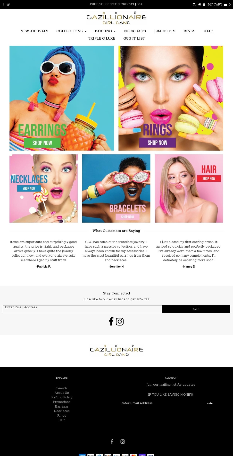 gazillionairegirlgang.com shopify website screenshot