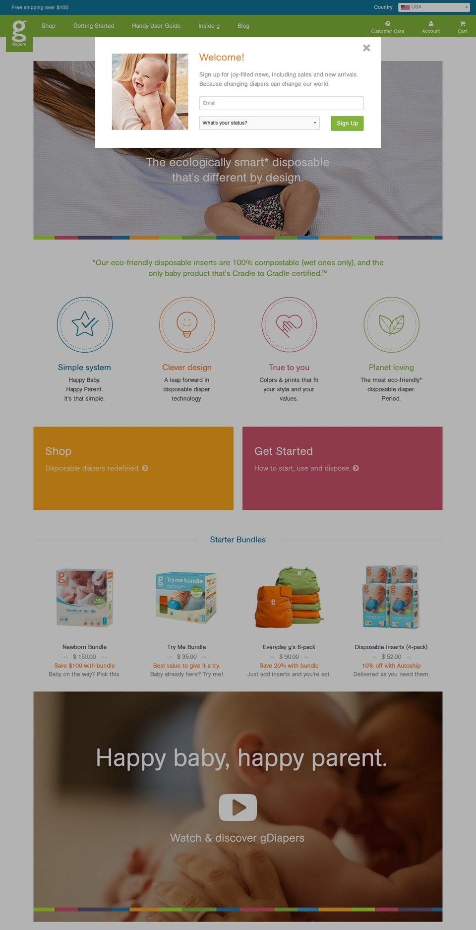 gDiapers Theme w\/ Diff Changes Shopify theme site example gbabybaby.me