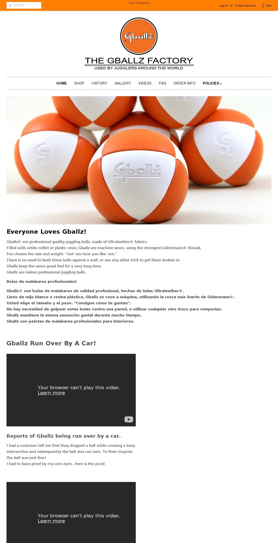 gballz.com shopify website screenshot