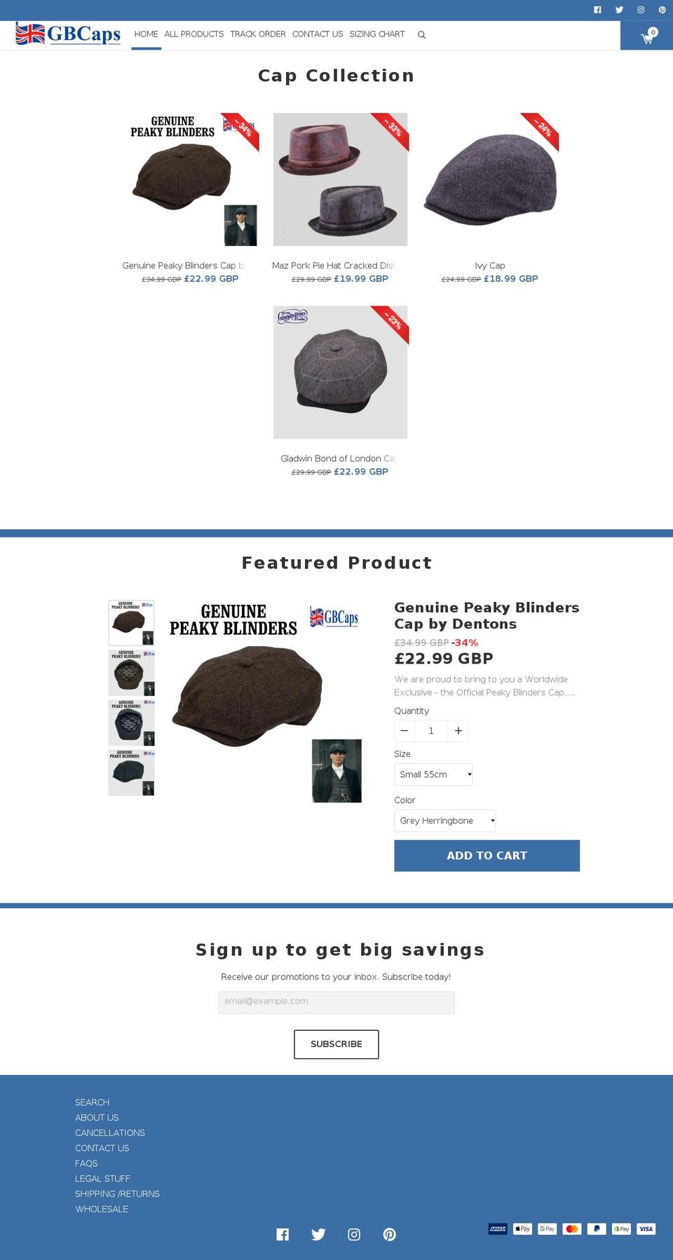 gbcaps.com — Shopify storefront screenshot