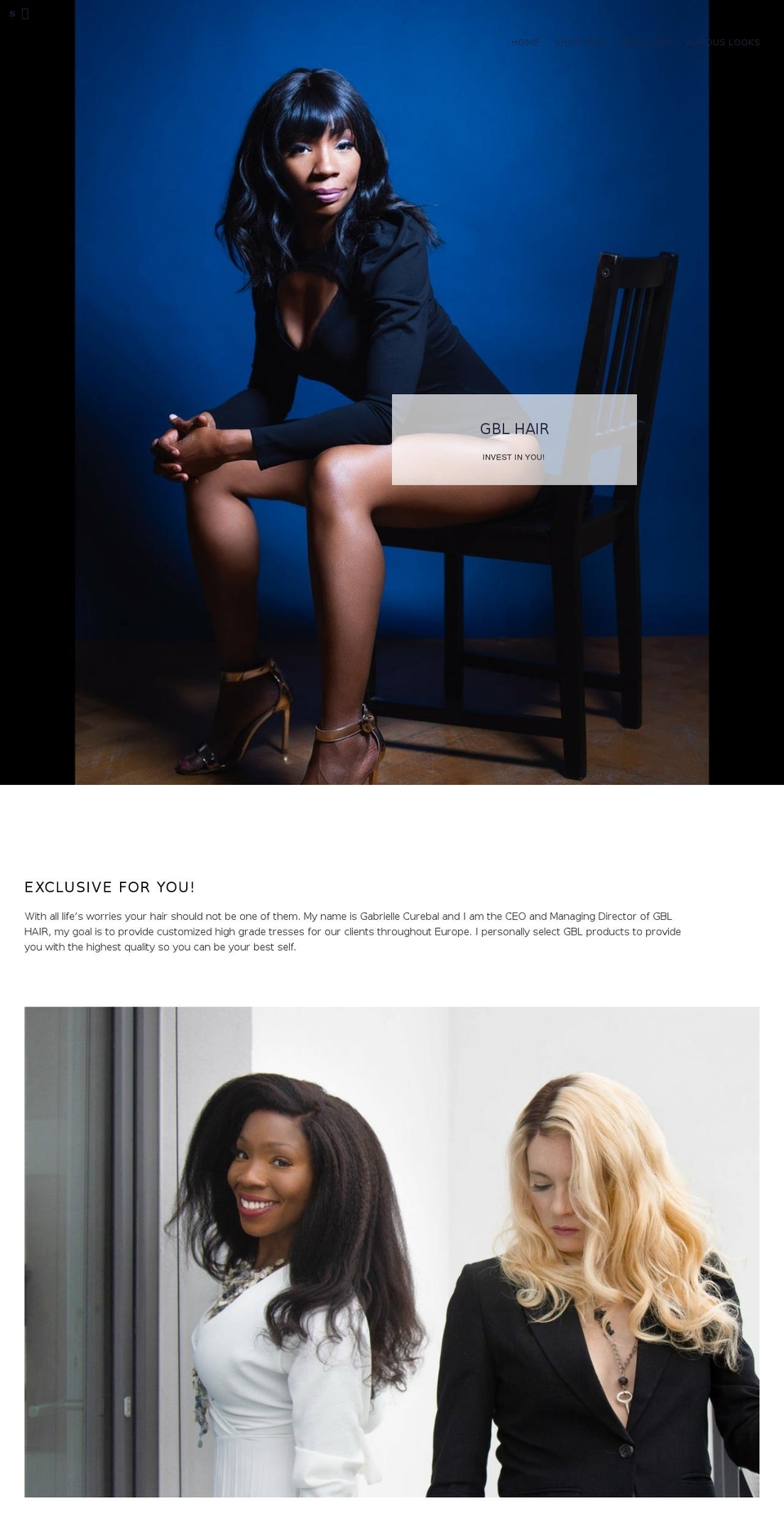 gblhair.com shopify website screenshot