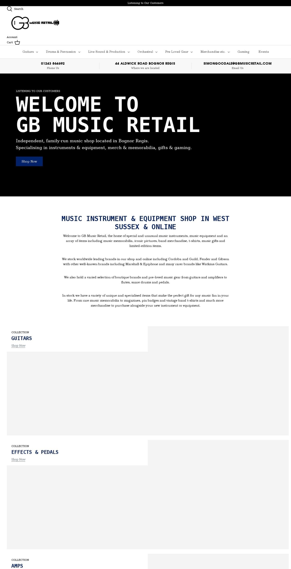 gbmusicretail.com shopify website screenshot