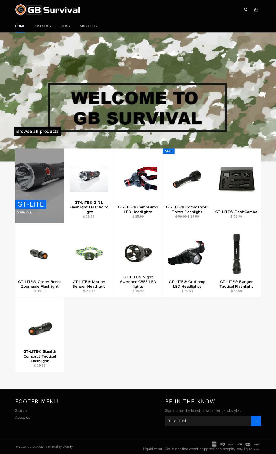 gbsurvival.com — Shopify storefront screenshot