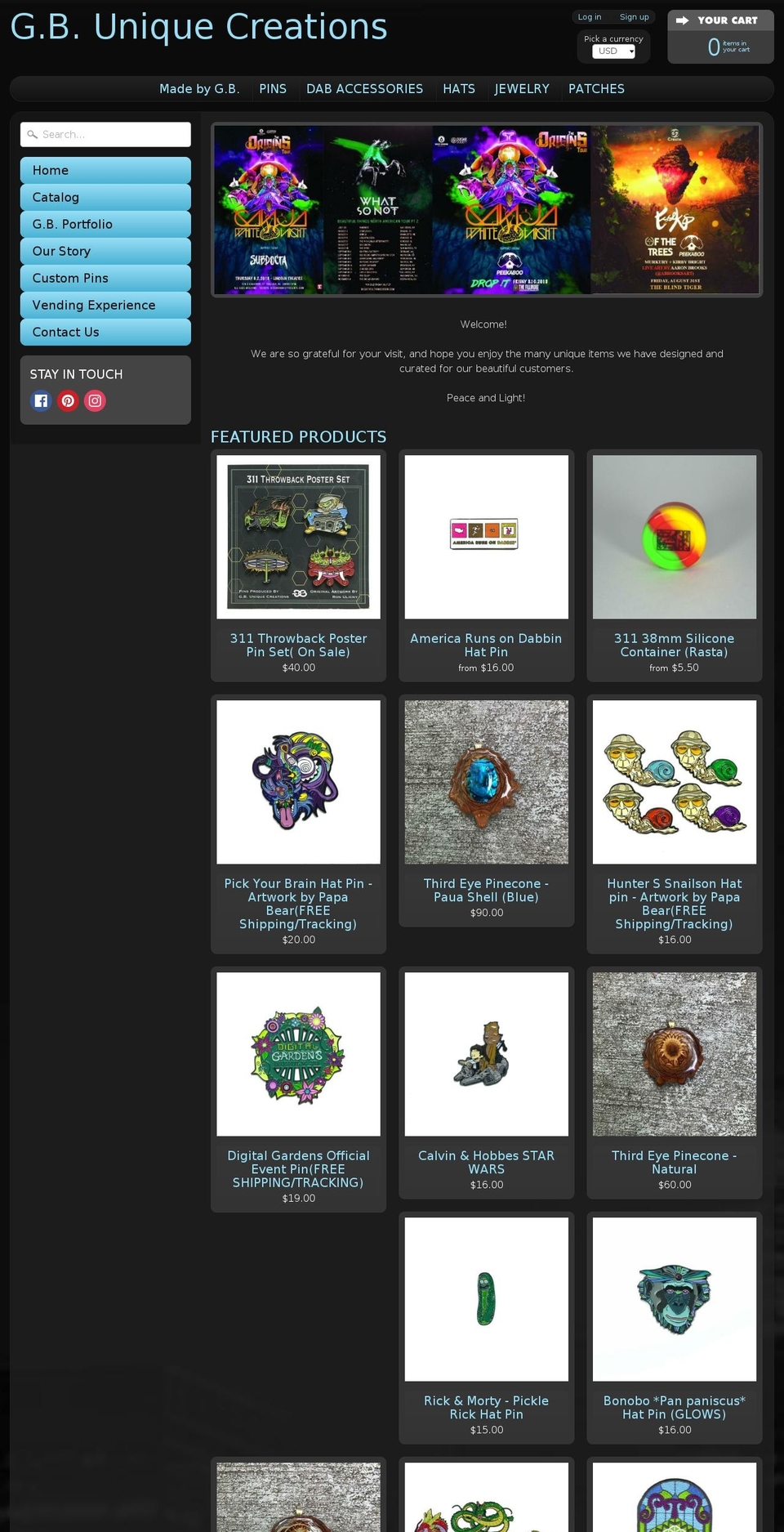 gbuniquecreations.com shopify website screenshot