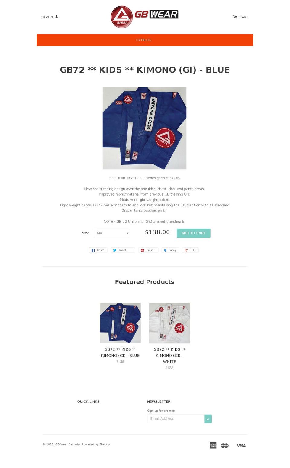 gbwearcanada.com — Shopify storefront screenshot