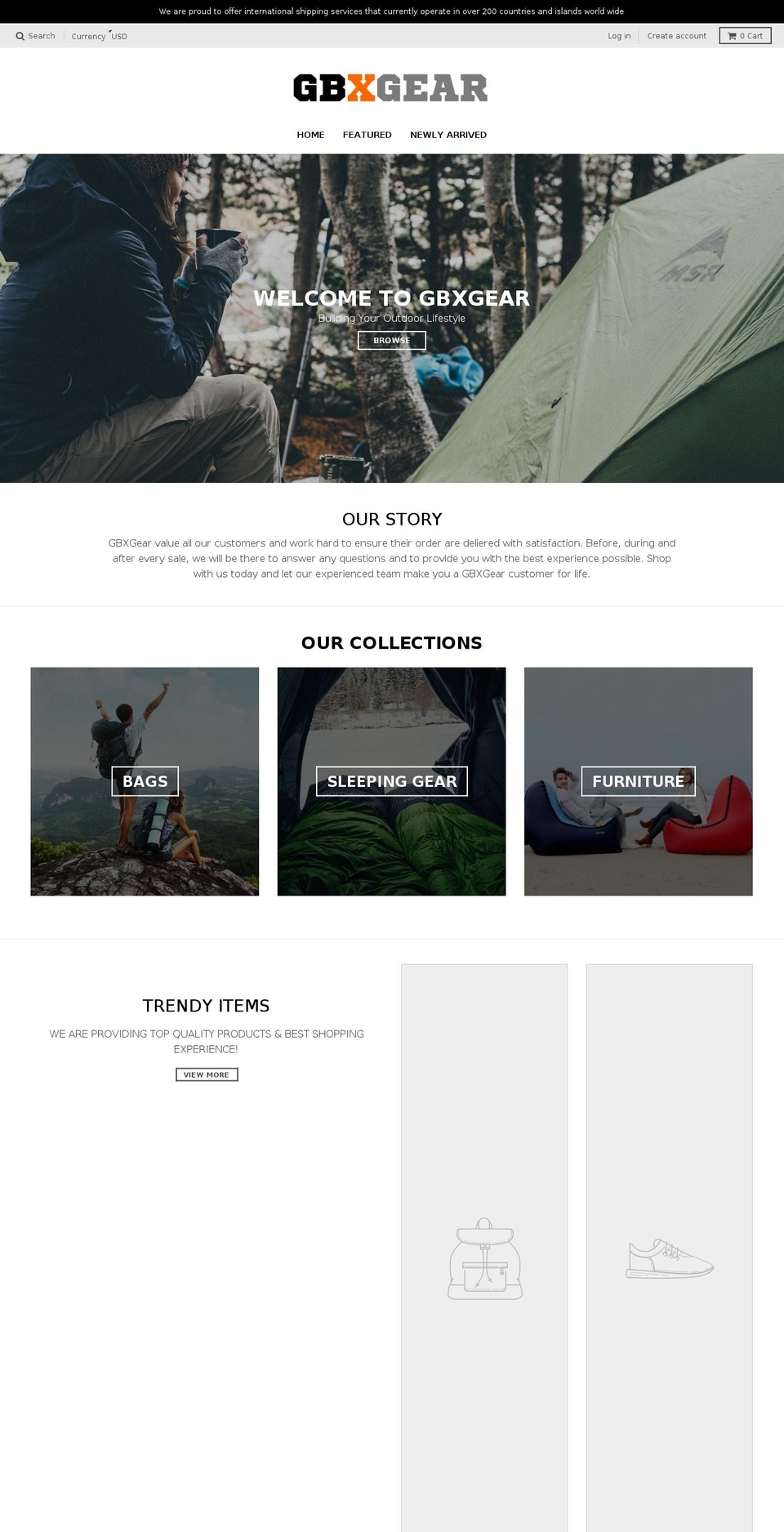 gbxgear.com — Shopify storefront screenshot