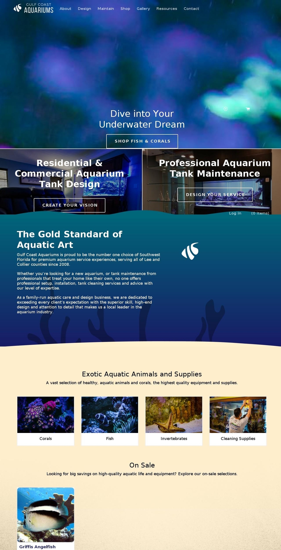 gcaquariums.com — Shopify storefront screenshot