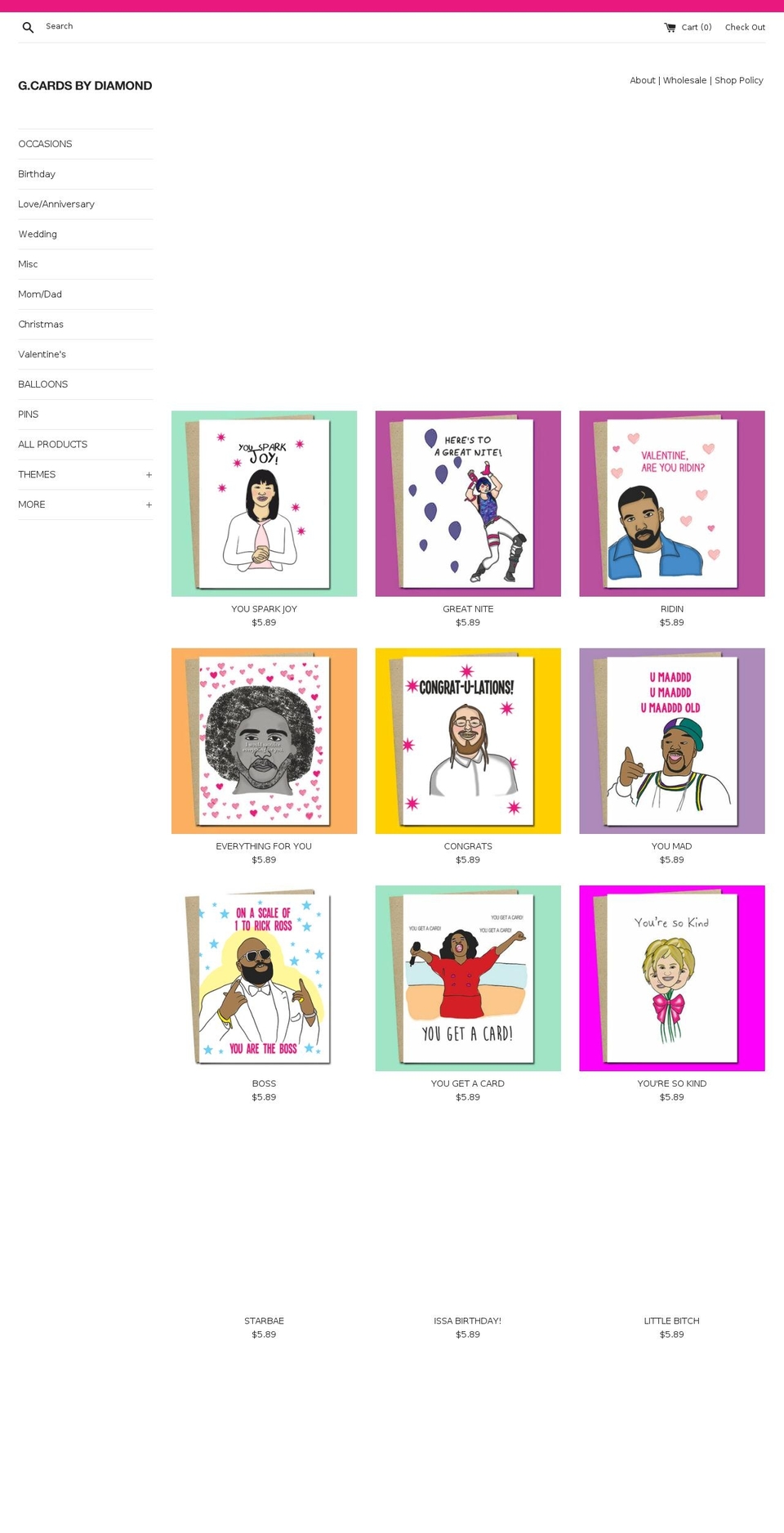 gcards.ca shopify website screenshot