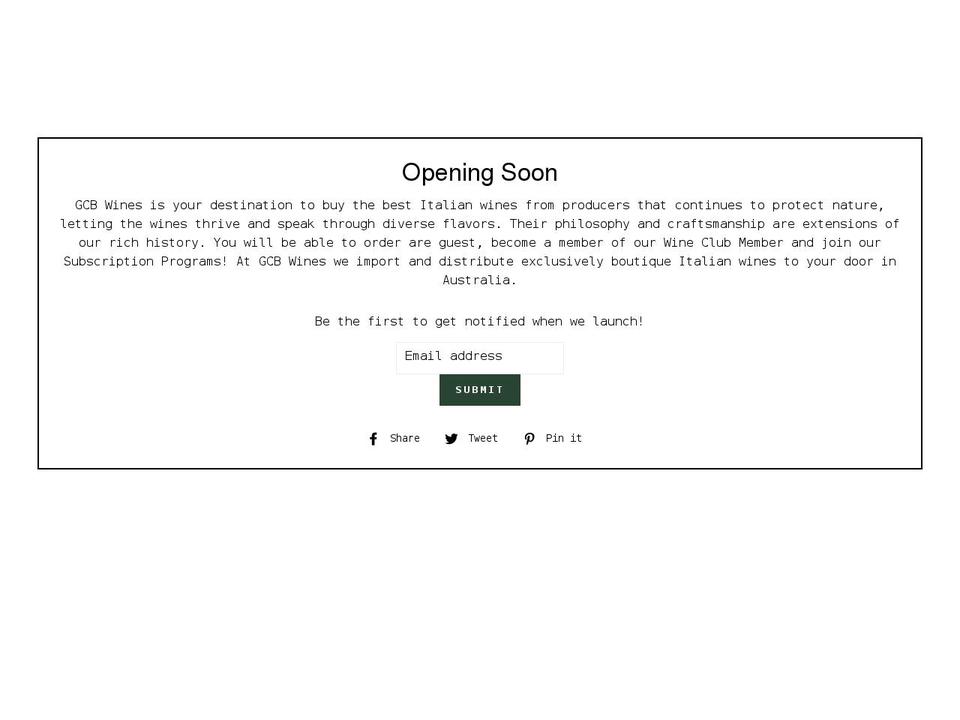 gcbwines.com.au shopify website screenshot
