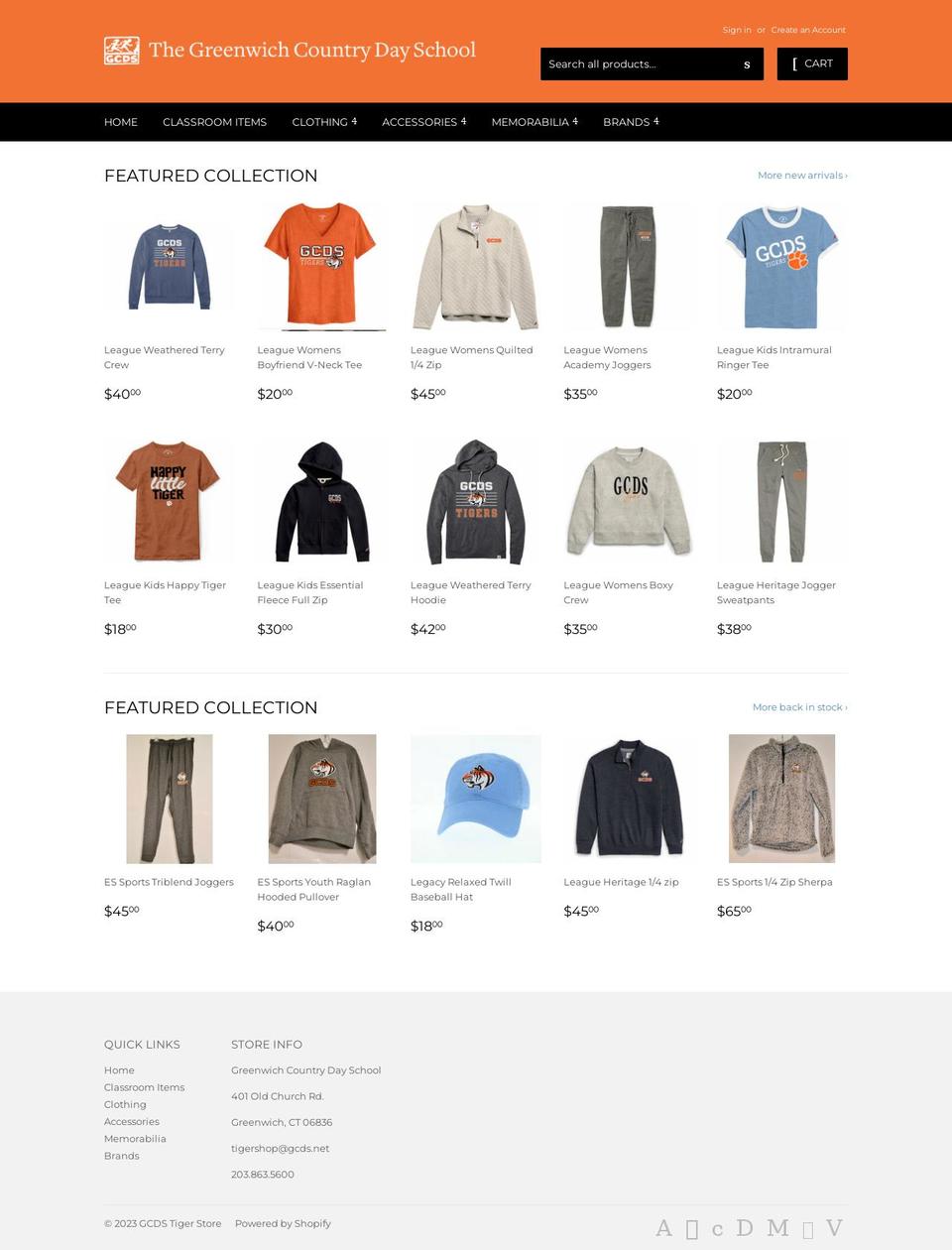 gcdstigers.com shopify website screenshot