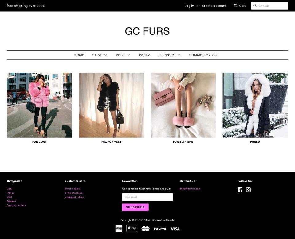 gcfurs.com — Shopify storefront screenshot